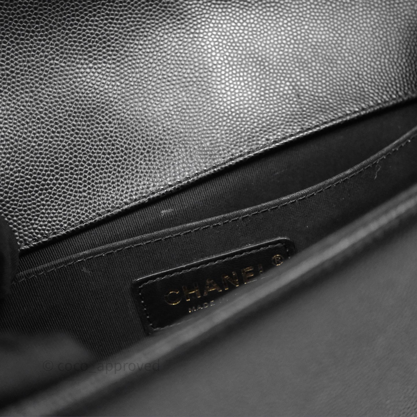 Chanel Medium Boy Quilted Black Caviar Aged Gold Hardware