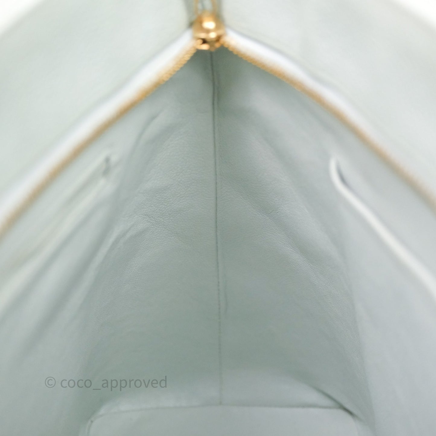 Chanel Vintage Medallion CC Light Blue Caviar Tote Bag Gold Hardware