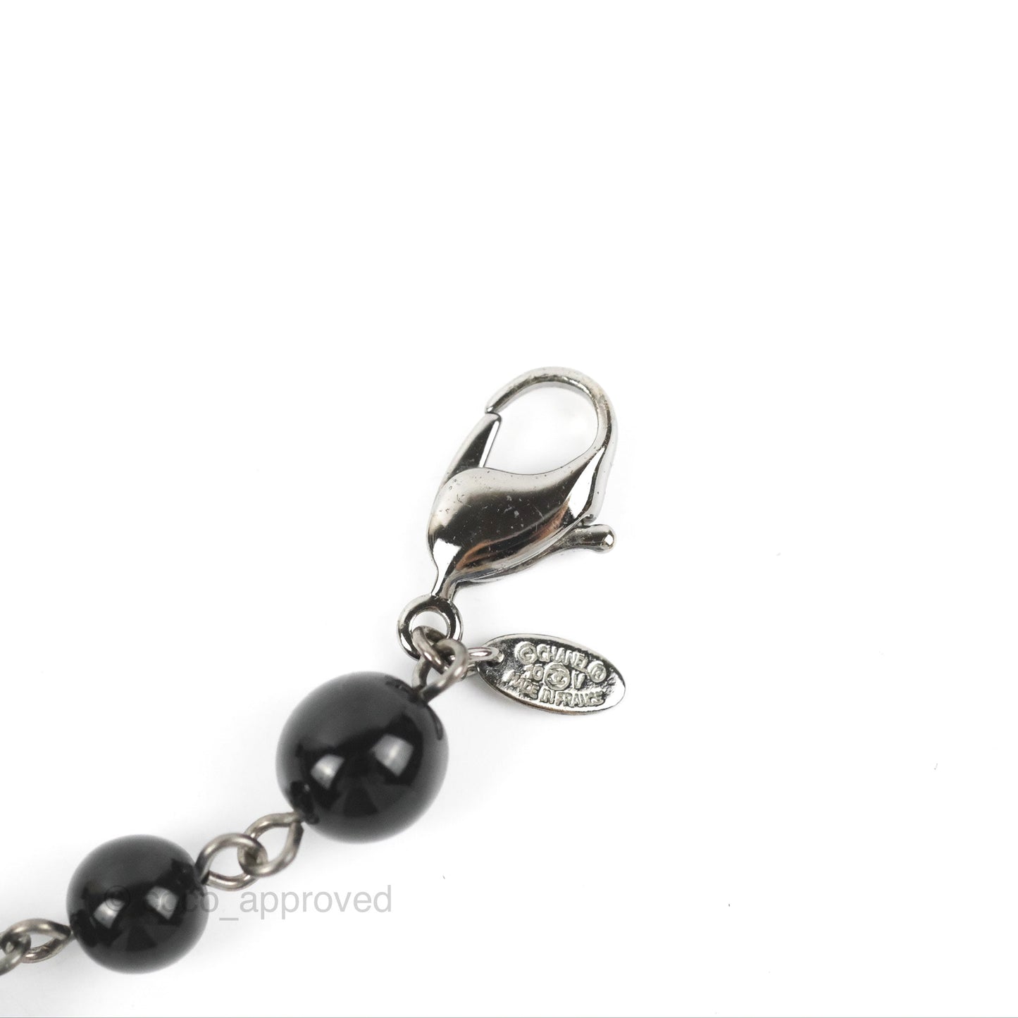Chanel CC Bead Pendant Bracelet Gun Metal Tone 10V