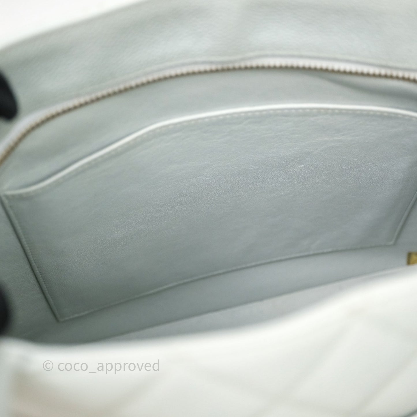 Chanel Vintage Medallion CC Light Blue Caviar Tote Bag Gold Hardware