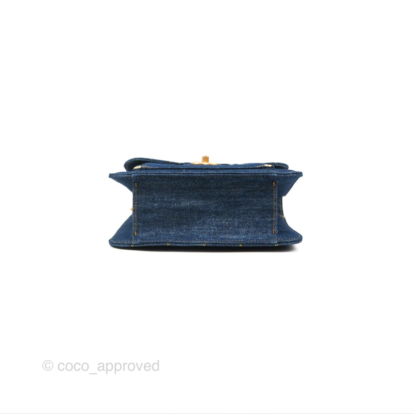 Chanel Square Flap Bag Denim Aged Gold Hardware 23S