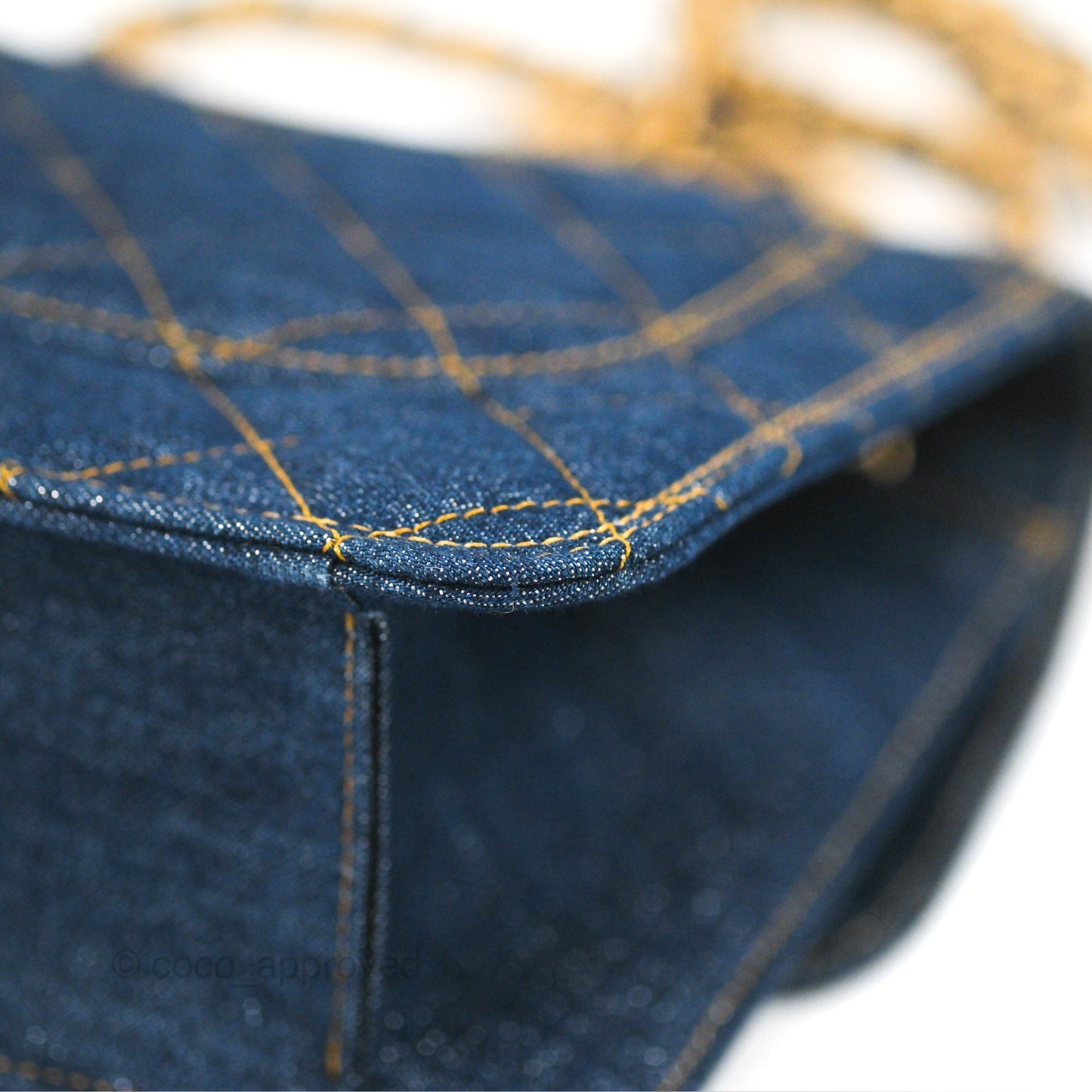 Chanel Square Flap Bag Denim Aged Gold Hardware 23S