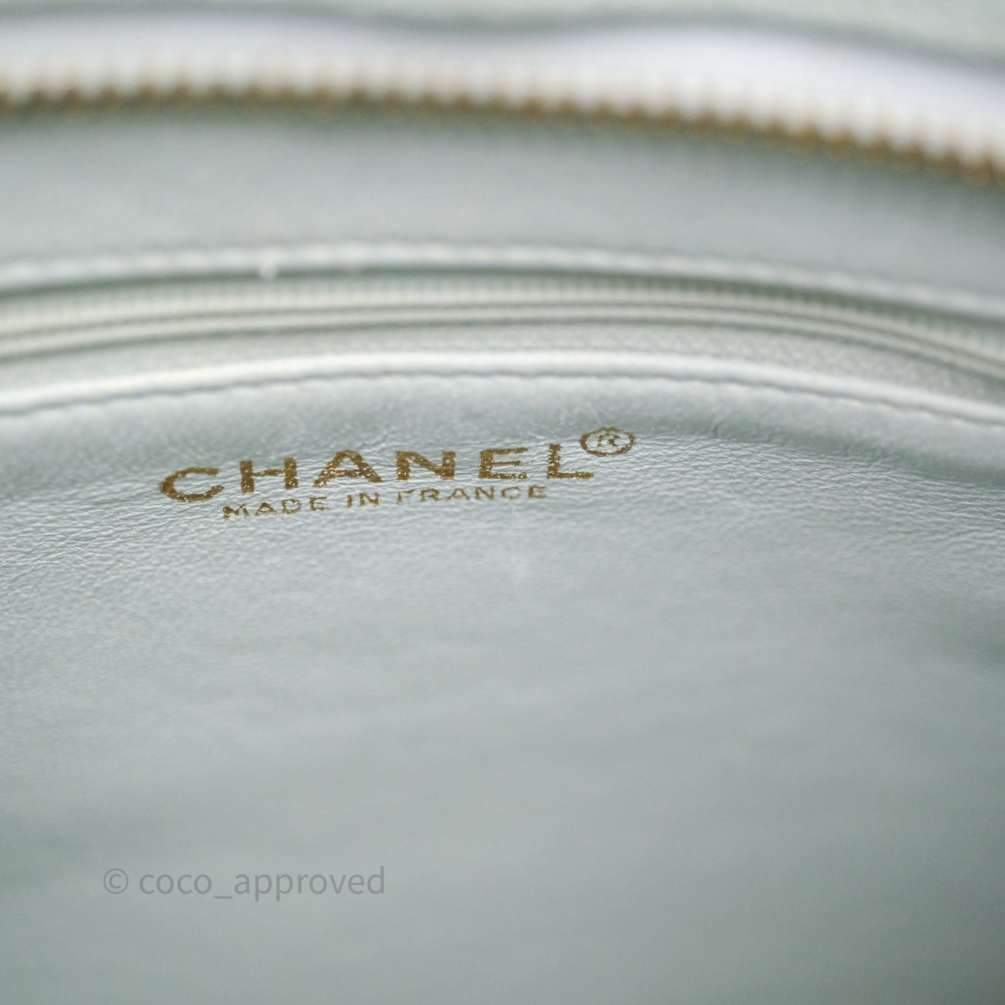 Chanel Vintage Medallion CC Light Blue Caviar Tote Bag Gold Hardware