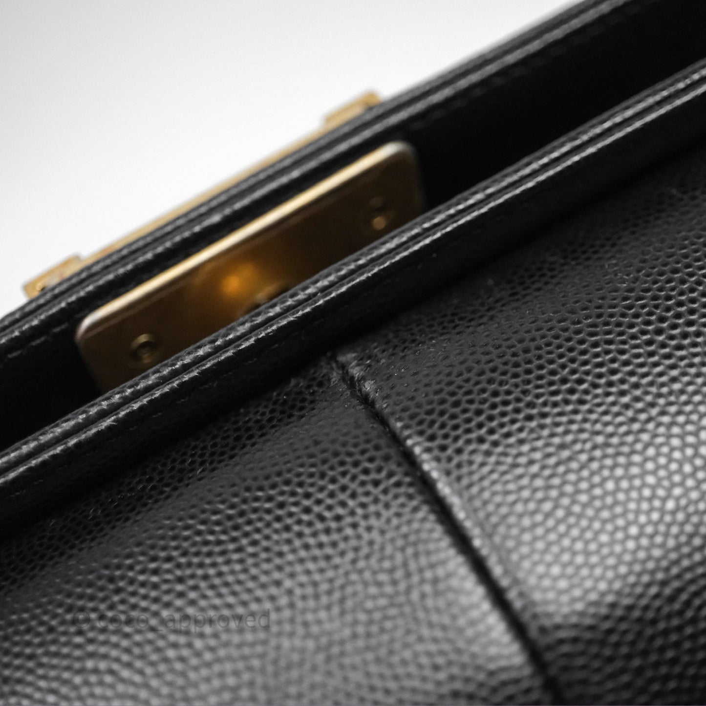 Chanel Medium Boy Quilted Black Caviar Aged Gold Hardware