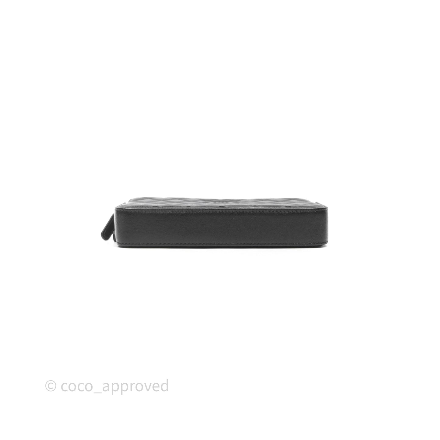 Chanel Double Zip Clutch With Chain Calfskin Black Silver Hardware