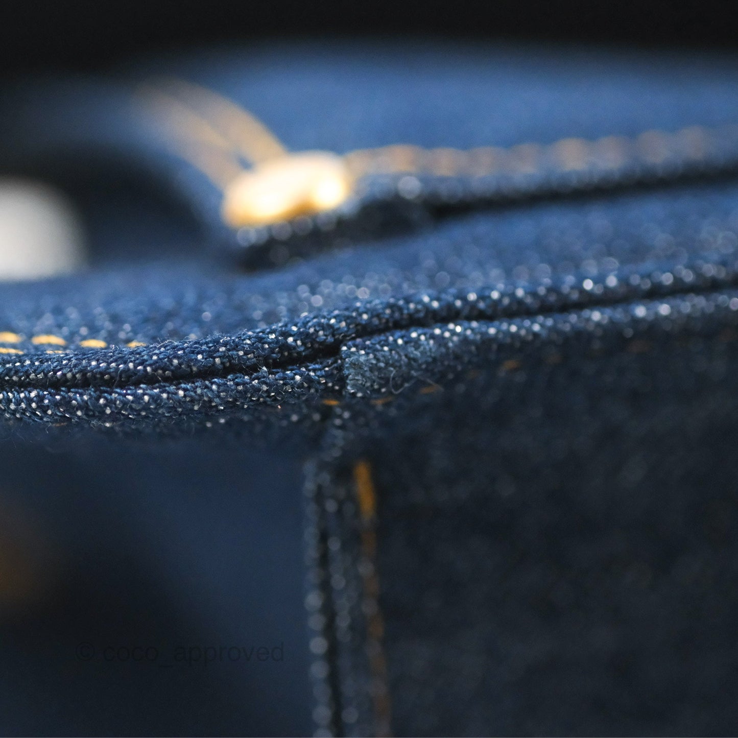 Chanel Square Flap Bag Denim Aged Gold Hardware 23S