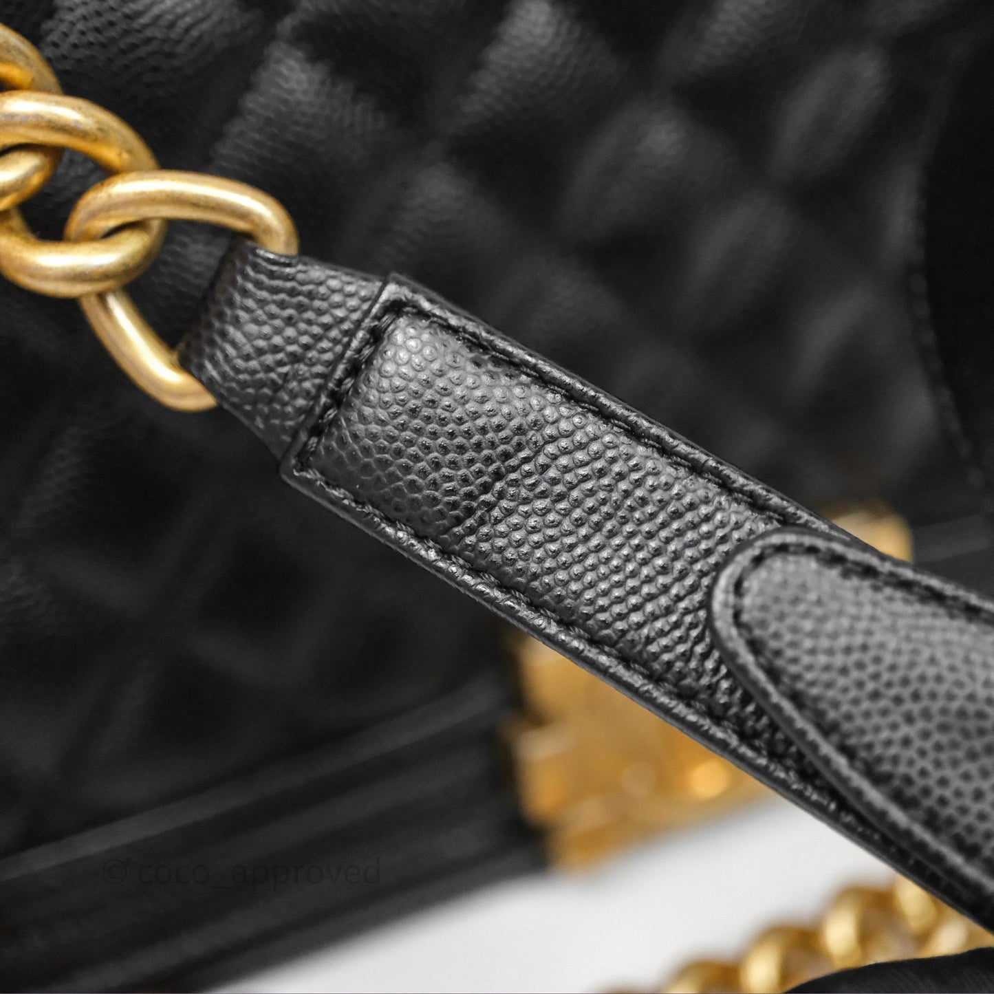 Chanel Medium Boy Quilted Black Caviar Aged Gold Hardware