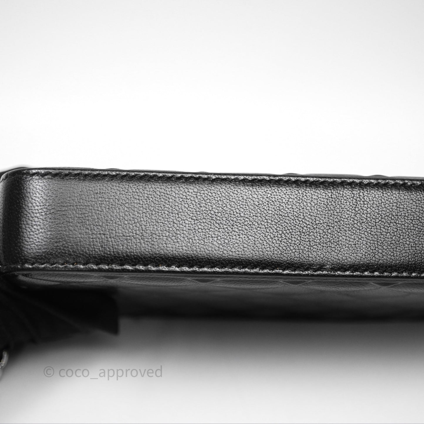Chanel Double Zip Clutch With Chain Calfskin Black Silver Hardware