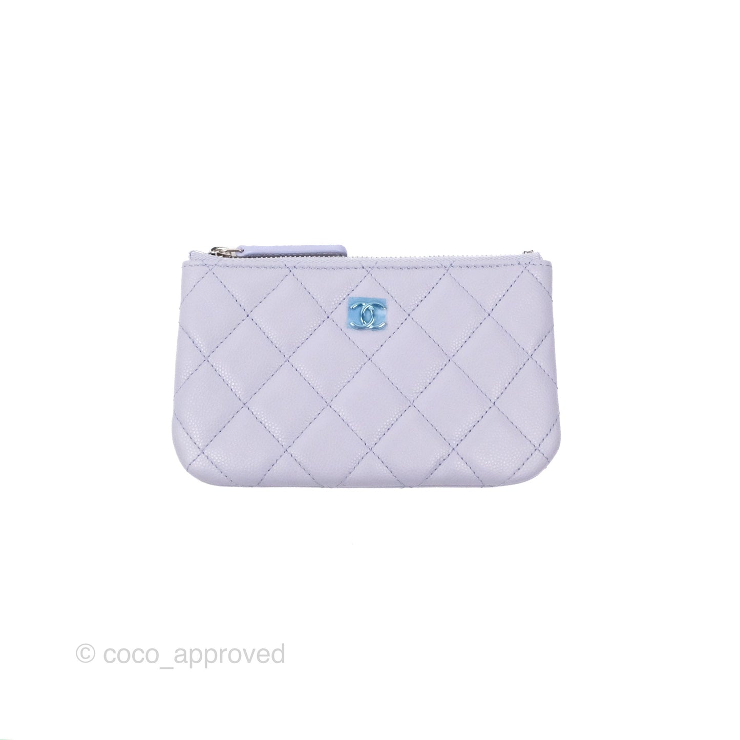Chanel Quilted Mini O Case Lilac Caviar Silver Hardware 21K