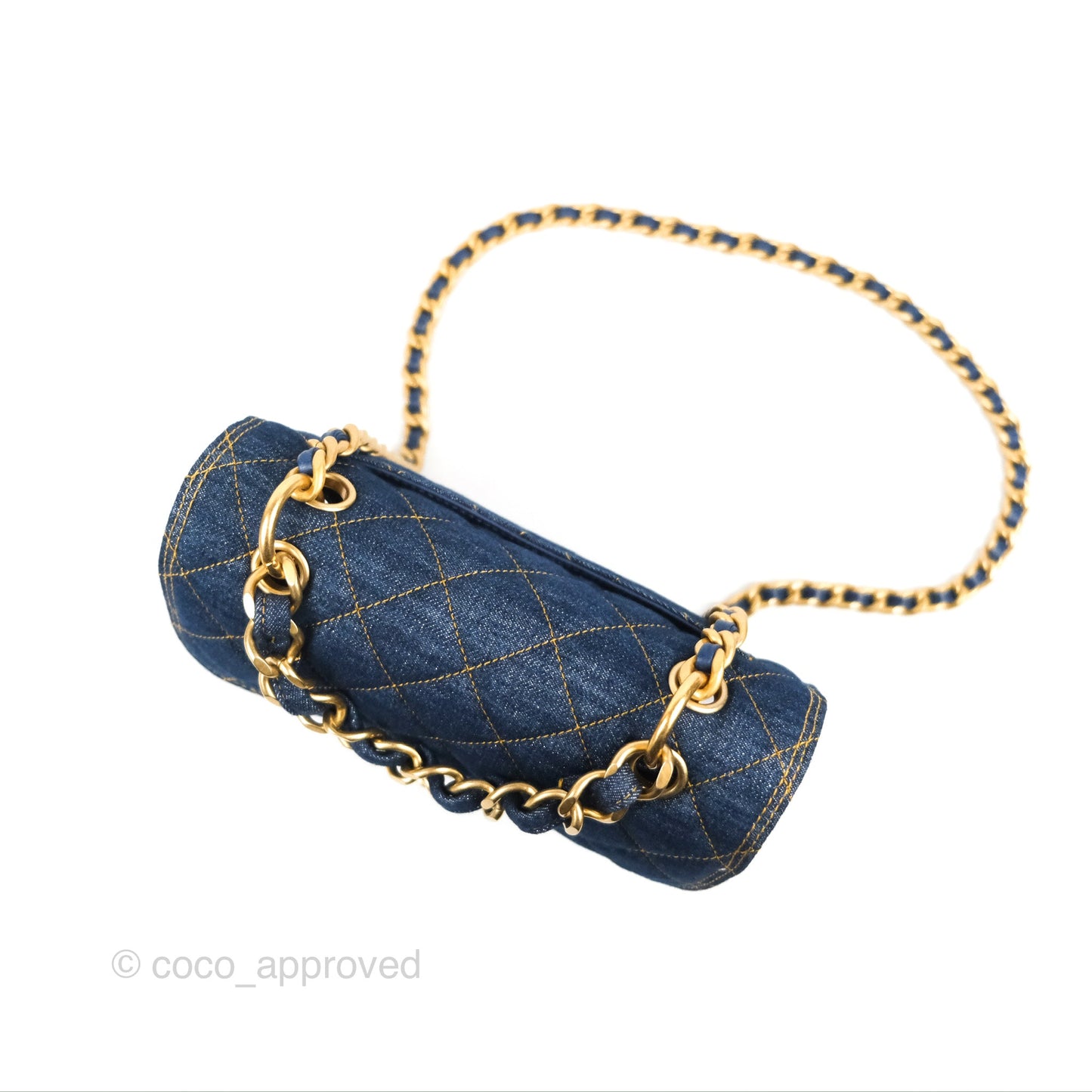 Chanel Square Flap Bag Denim Aged Gold Hardware 23S