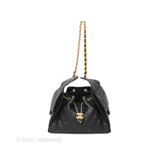 Chanel 25 Small Black Caviar Aged Gold Hardware