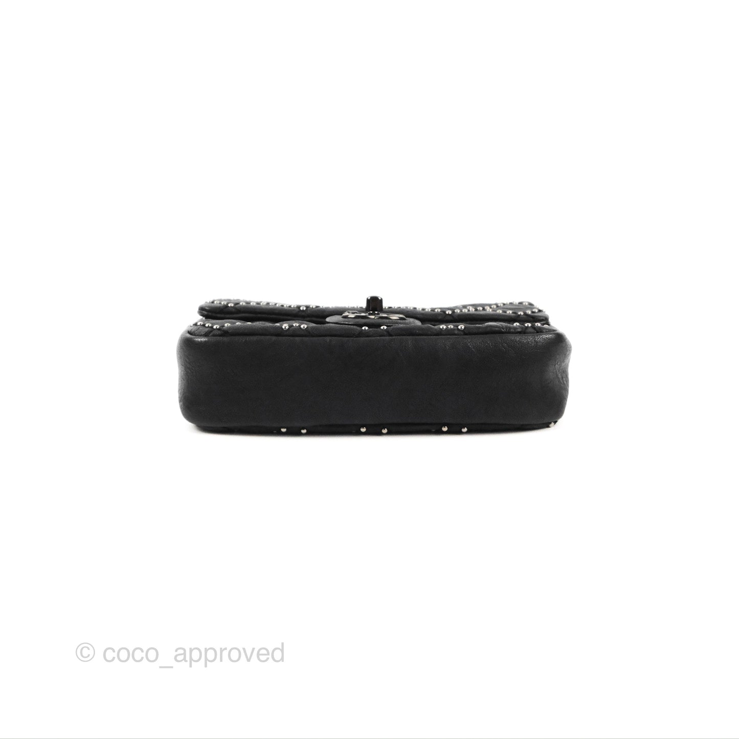 Chanel Small Studded Flap Bag Black Calfskin Gun Metal
