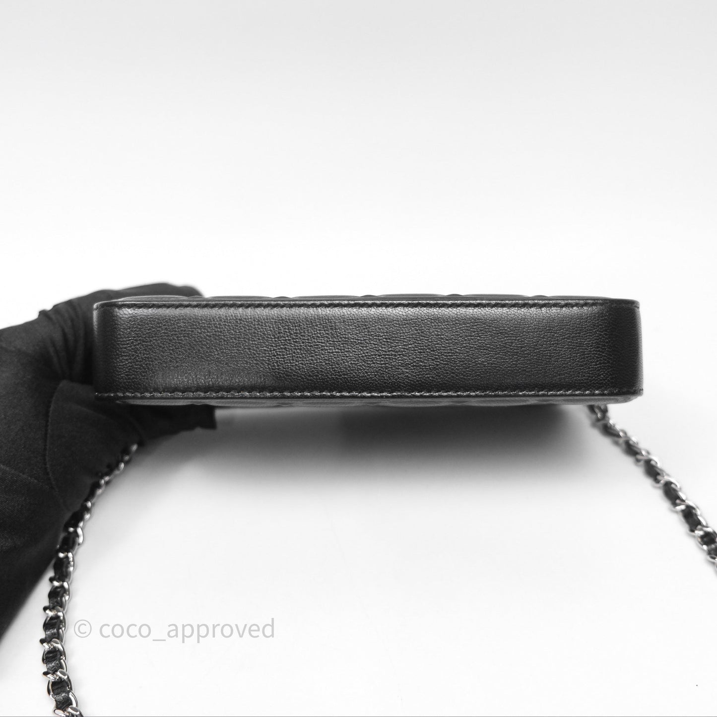 Chanel Double Zip Clutch With Chain Calfskin Black Silver Hardware