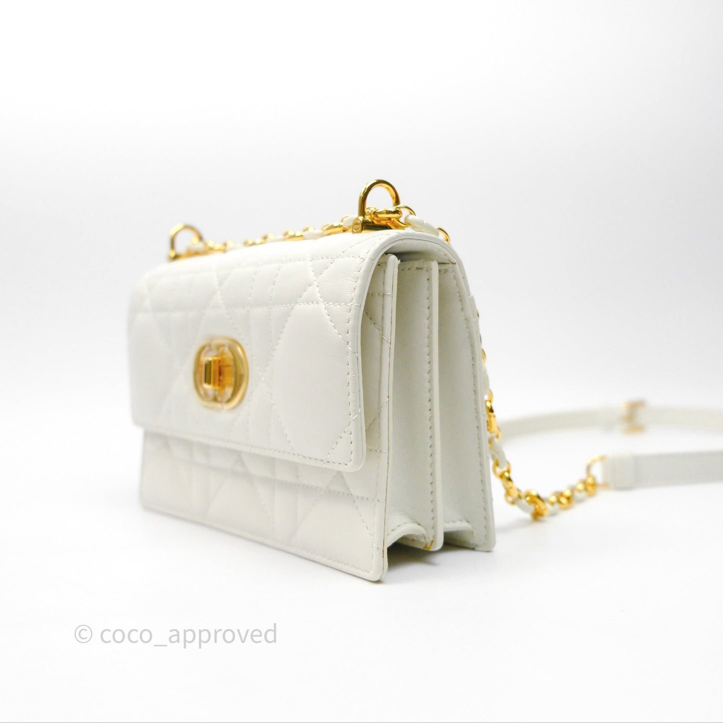 Dior Miss Caro Mini Bag Latte White Macrocannage Lambskin