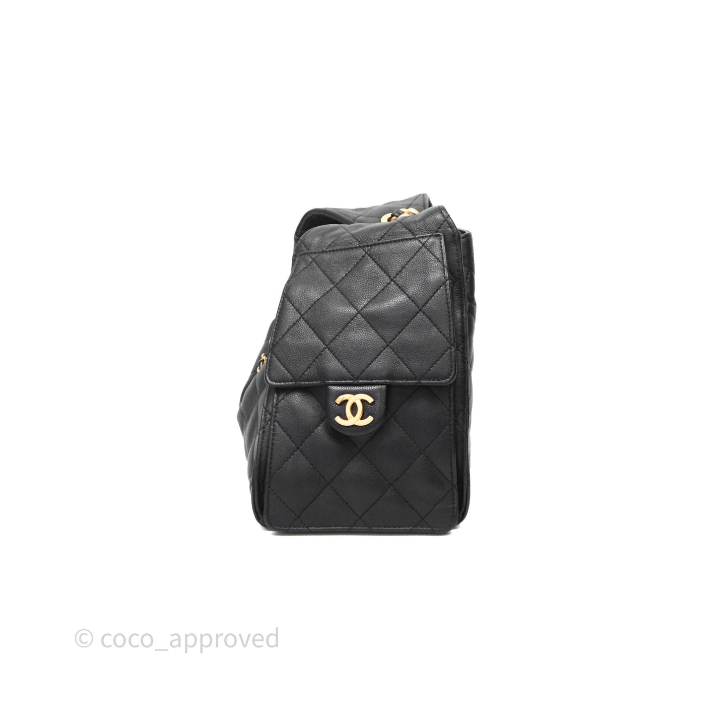 Chanel 25 Small Black Caviar Aged Gold Hardware