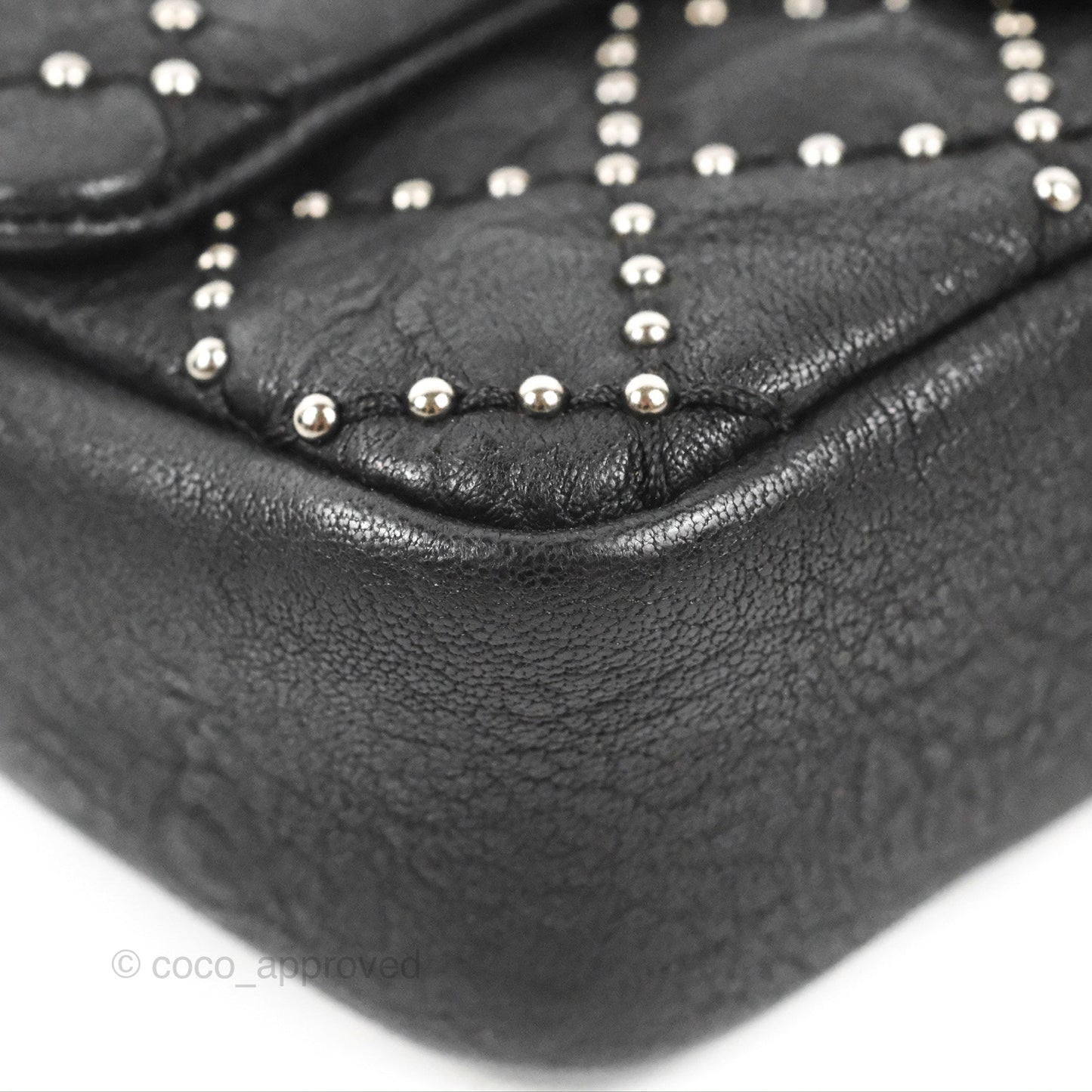 Chanel Small Studded Flap Bag Black Calfskin Gun Metal