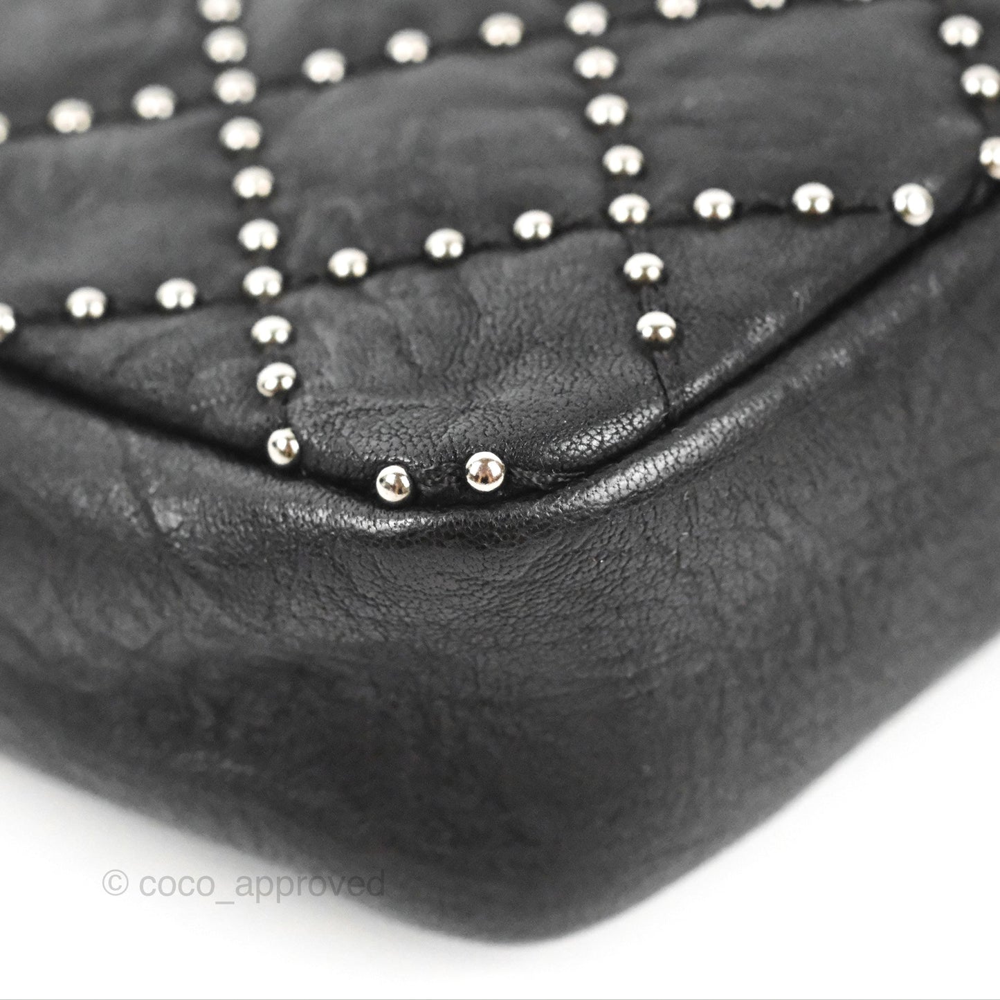 Chanel Small Studded Flap Bag Black Calfskin Gun Metal