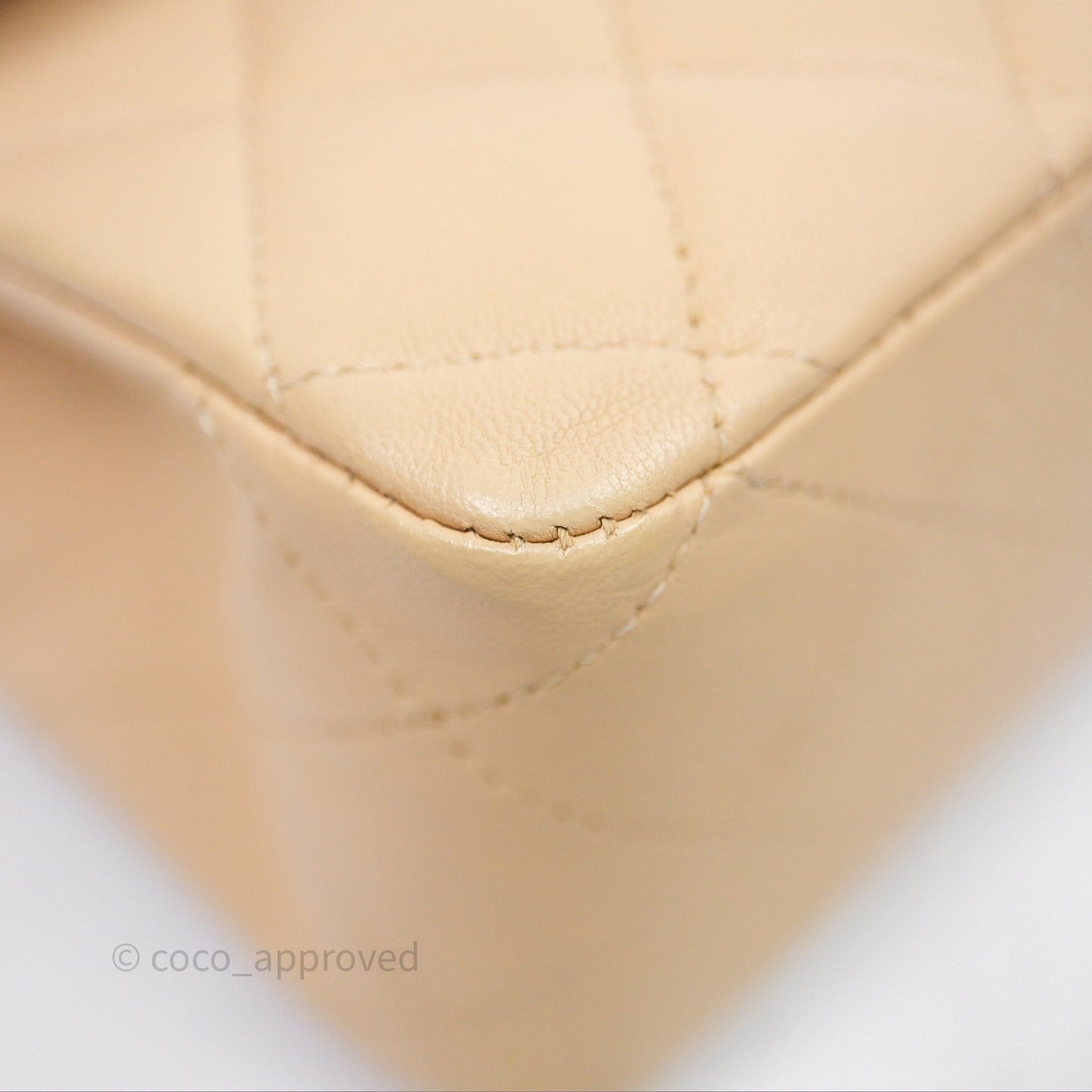 Chanel Classic M/L Medium Flap Quilted Beige Lambskin Silver Hardware