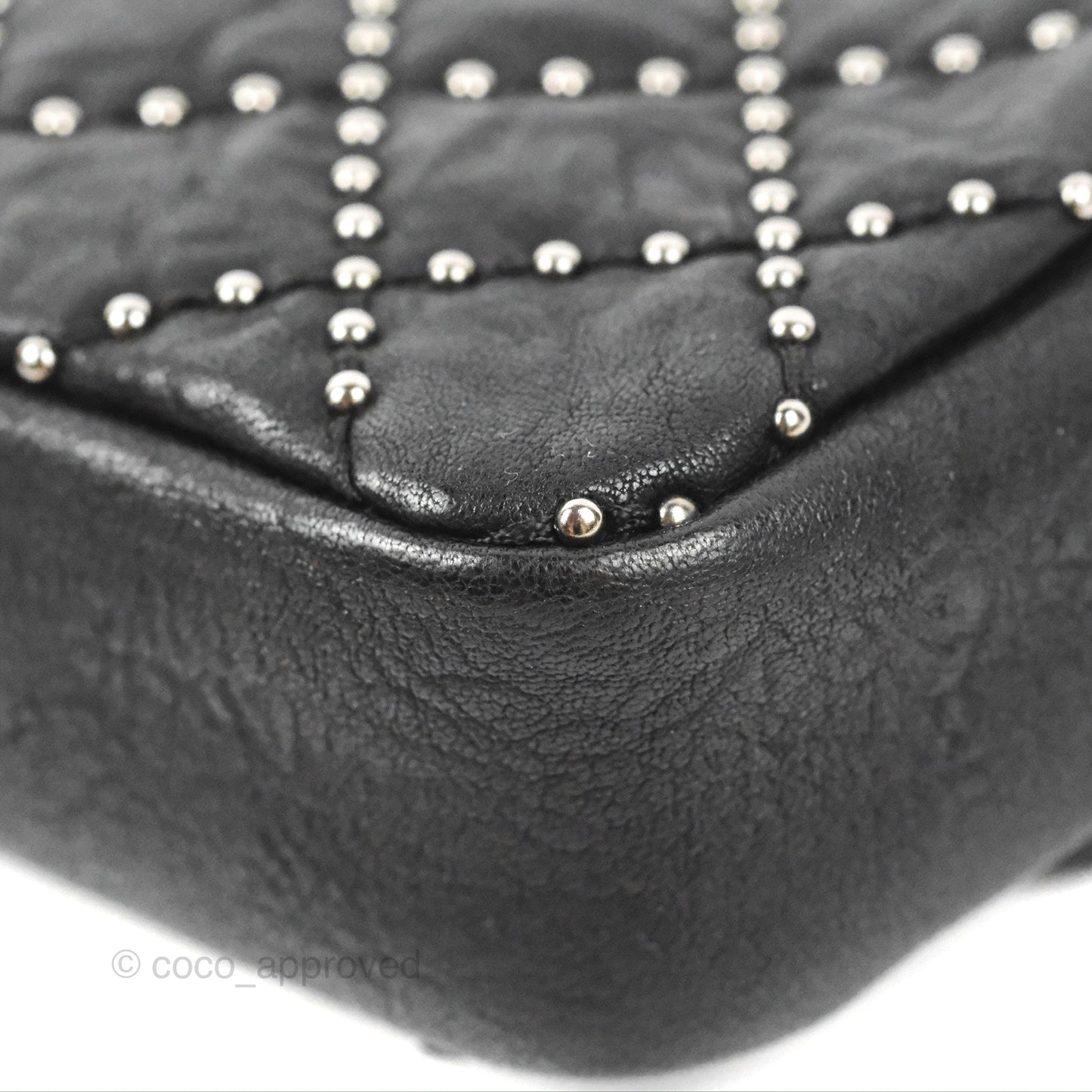 Chanel Small Studded Flap Bag Black Calfskin Gun Metal