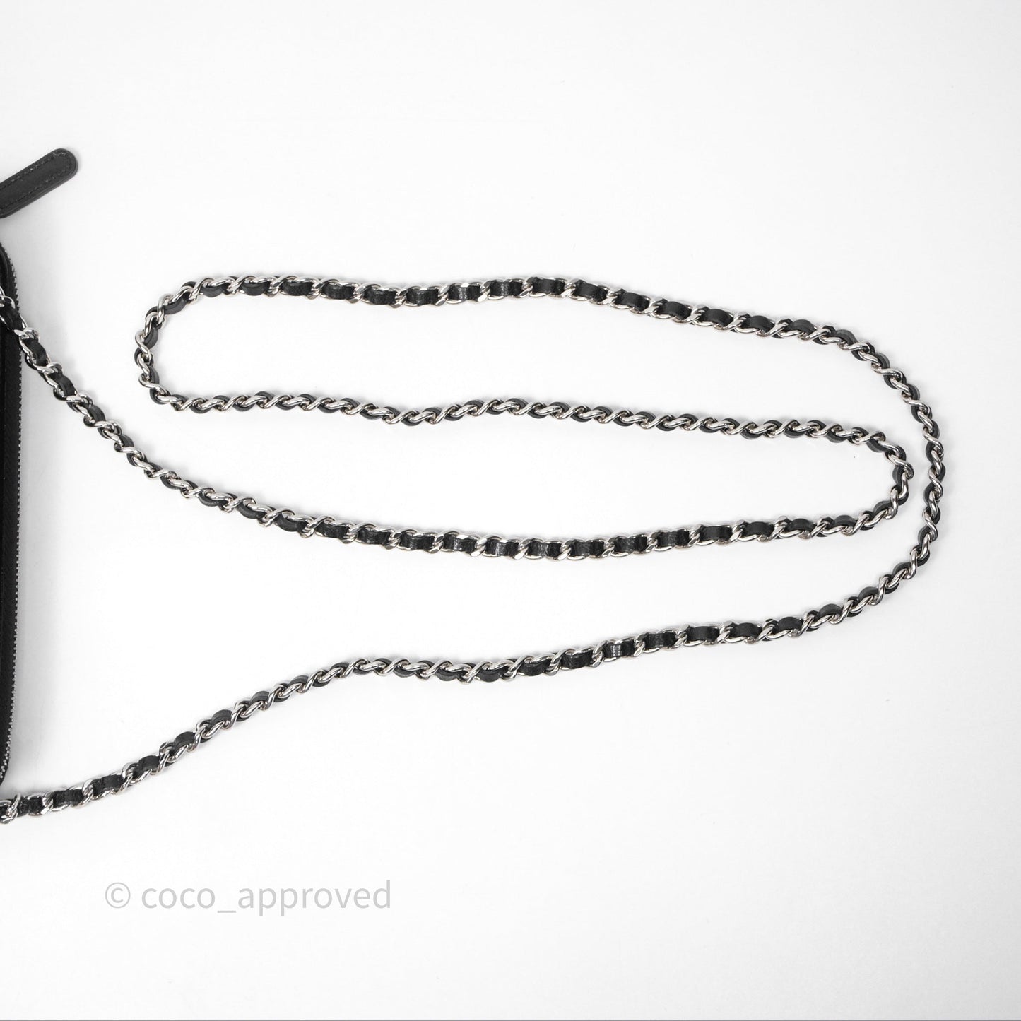 Chanel Double Zip Clutch With Chain Calfskin Black Silver Hardware