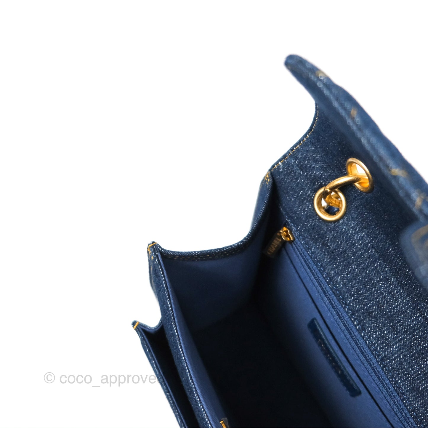 Chanel Square Flap Bag Denim Aged Gold Hardware 23S