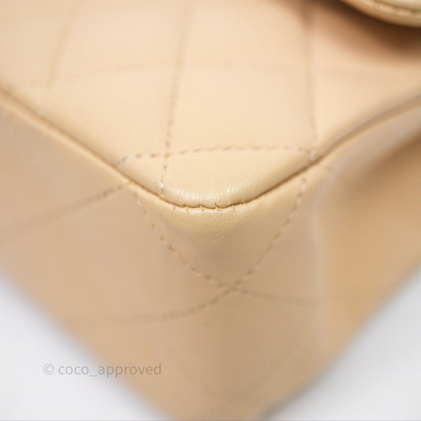 Chanel Classic M/L Medium Flap Quilted Beige Lambskin Silver Hardware