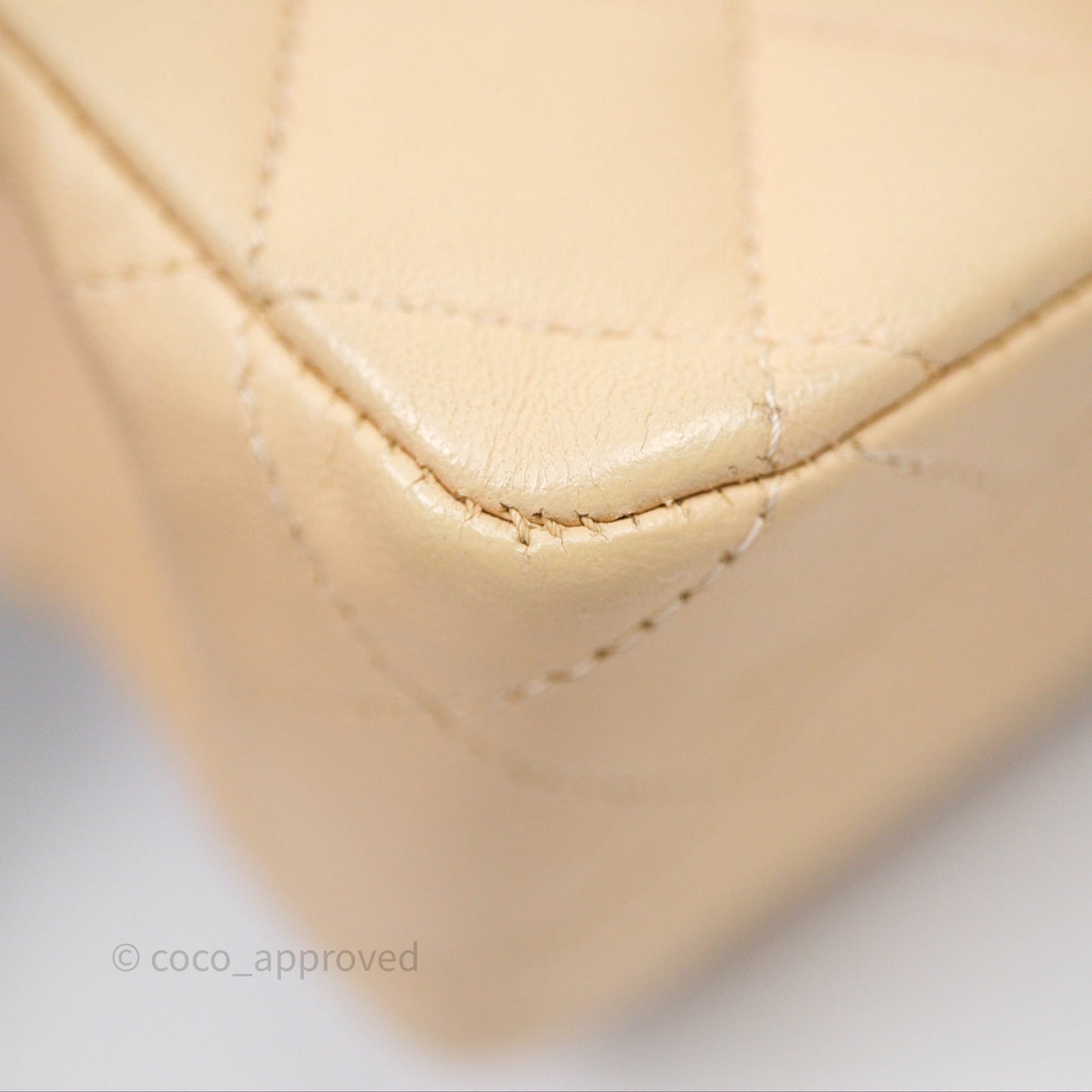 Chanel Classic M/L Medium Flap Quilted Beige Lambskin Silver Hardware
