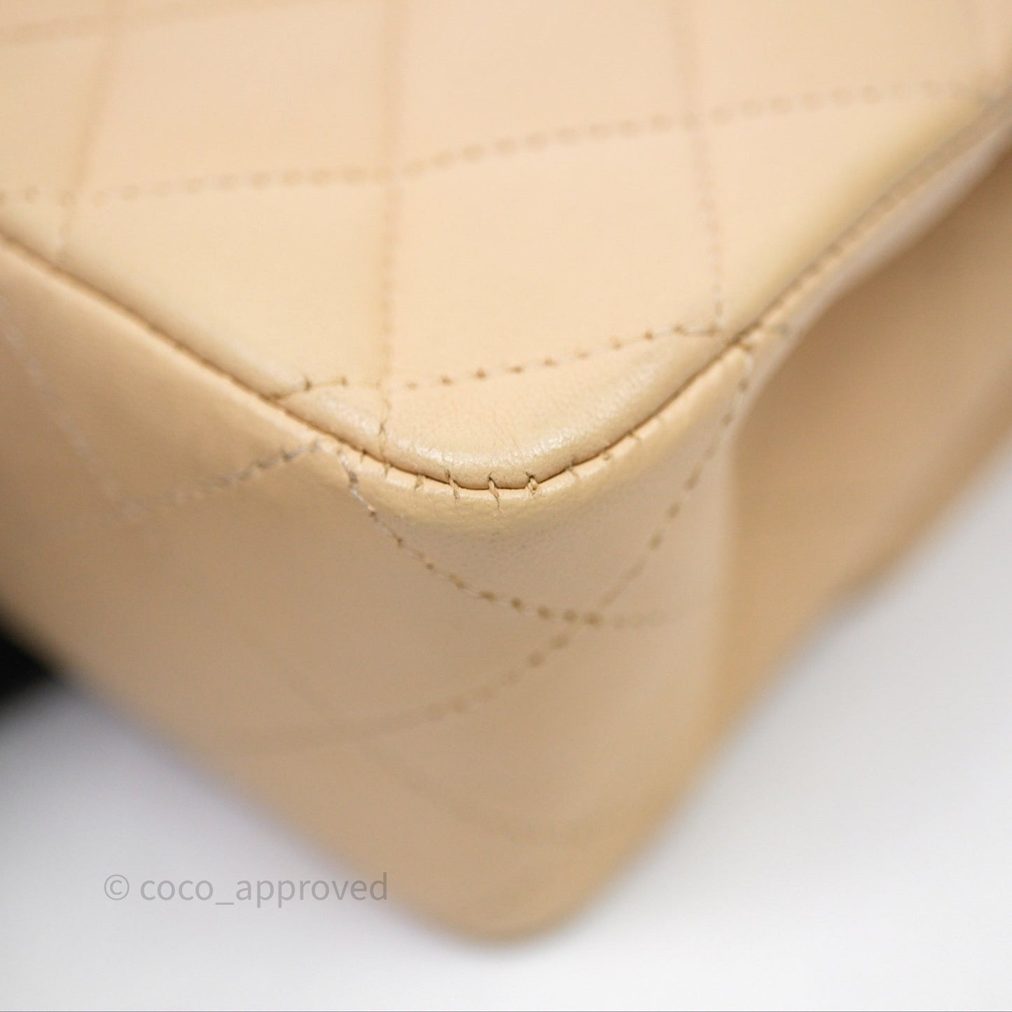 Chanel Classic M/L Medium Flap Quilted Beige Lambskin Silver Hardware