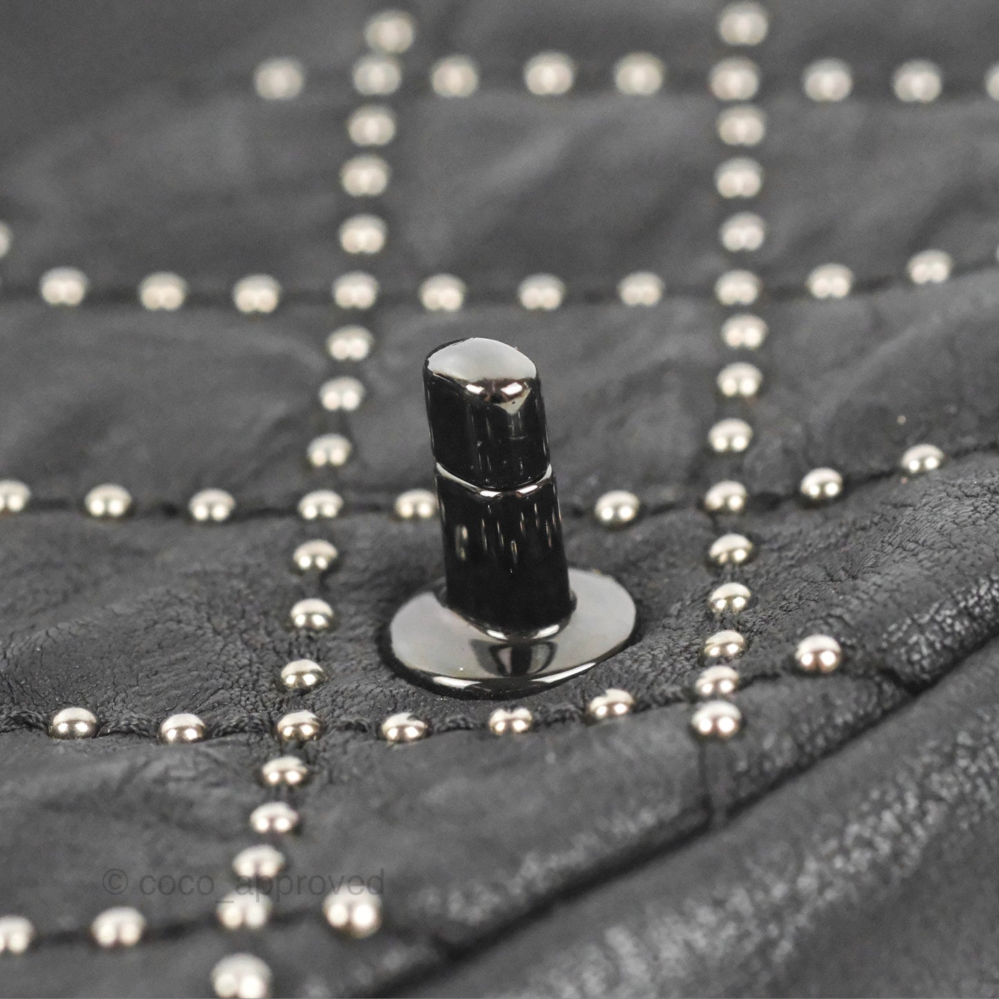 Chanel Small Studded Flap Bag Black Calfskin Gun Metal