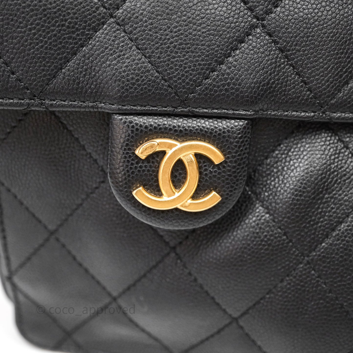 Chanel 25 Small Black Caviar Aged Gold Hardware