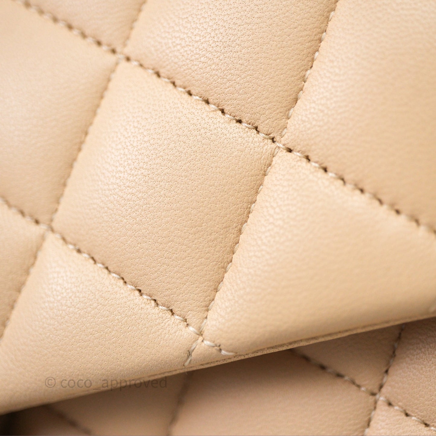 Chanel Classic M/L Medium Flap Quilted Beige Lambskin Silver Hardware