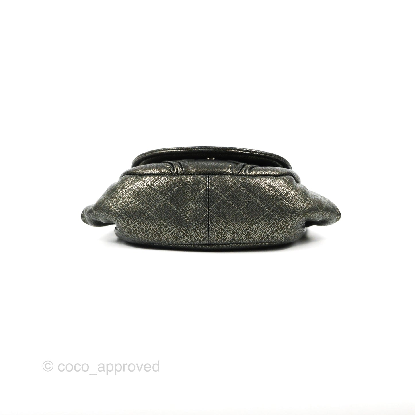 Chanel Half Moon Flap Bag Metallic Caviar Silver Hardware