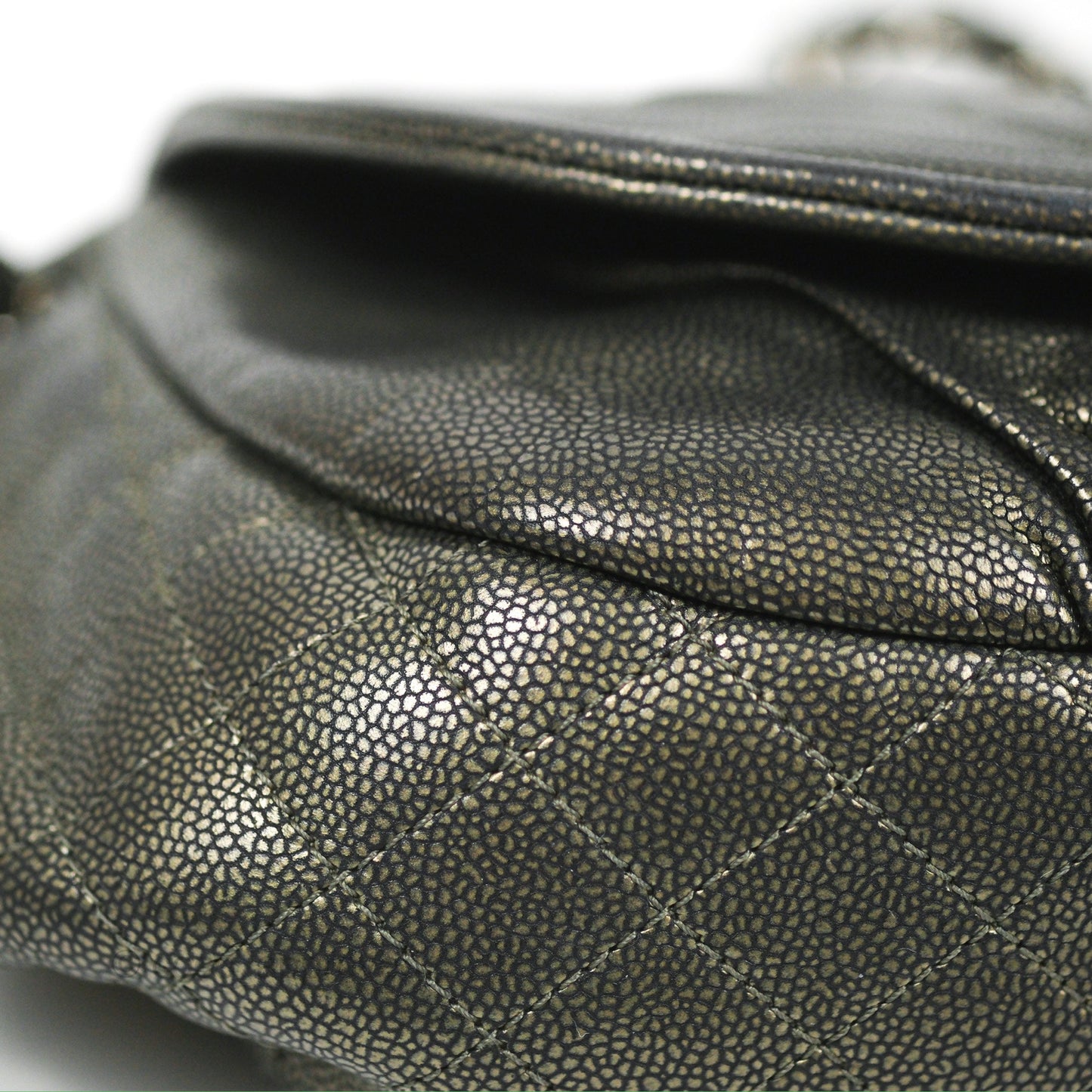 Chanel Half Moon Flap Bag Metallic Caviar Silver Hardware