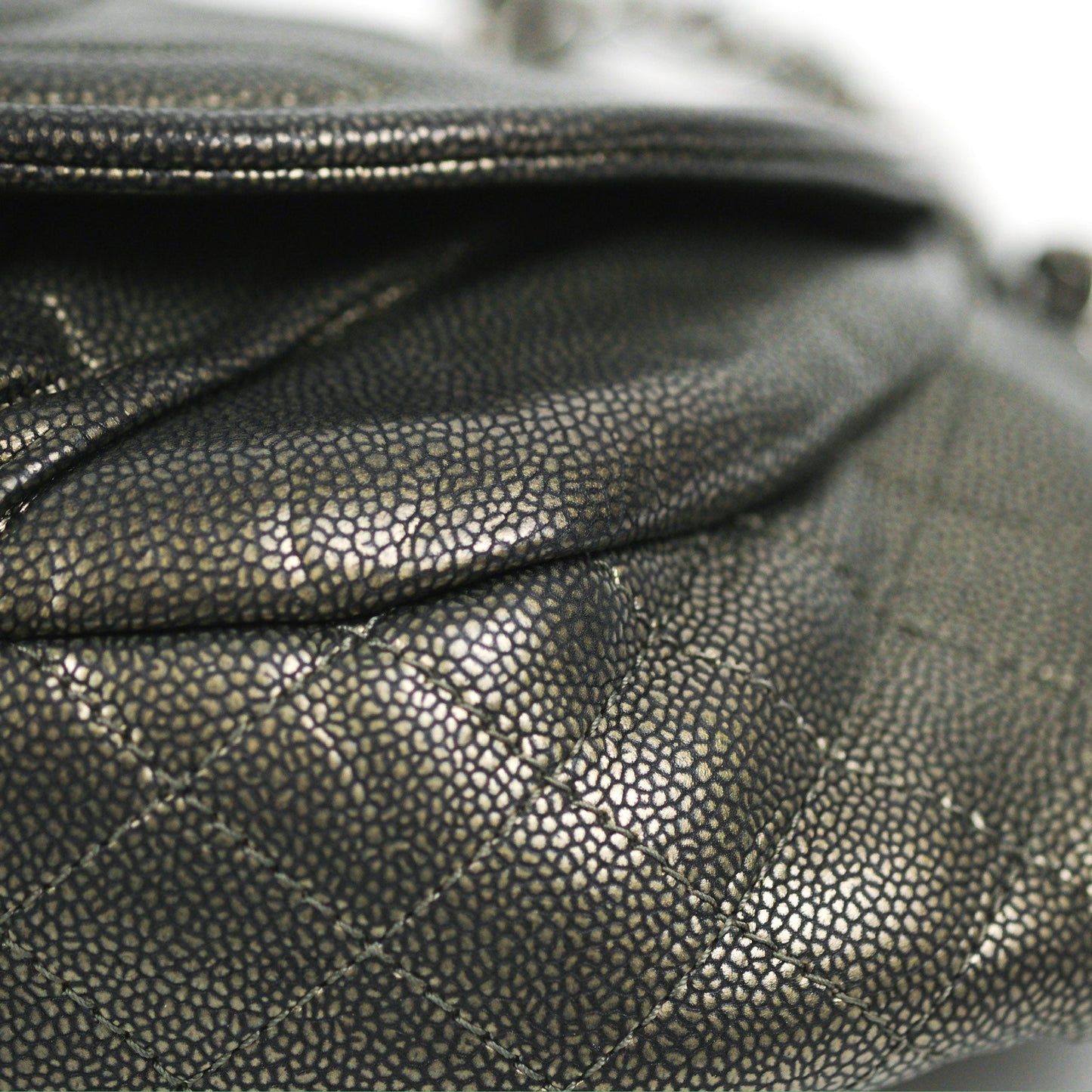Chanel Half Moon Flap Bag Metallic Caviar Silver Hardware