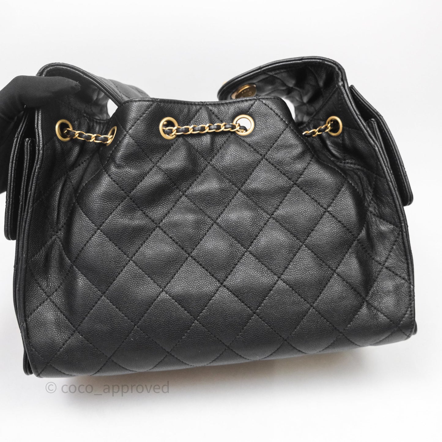 Chanel 25 Small Black Caviar Aged Gold Hardware
