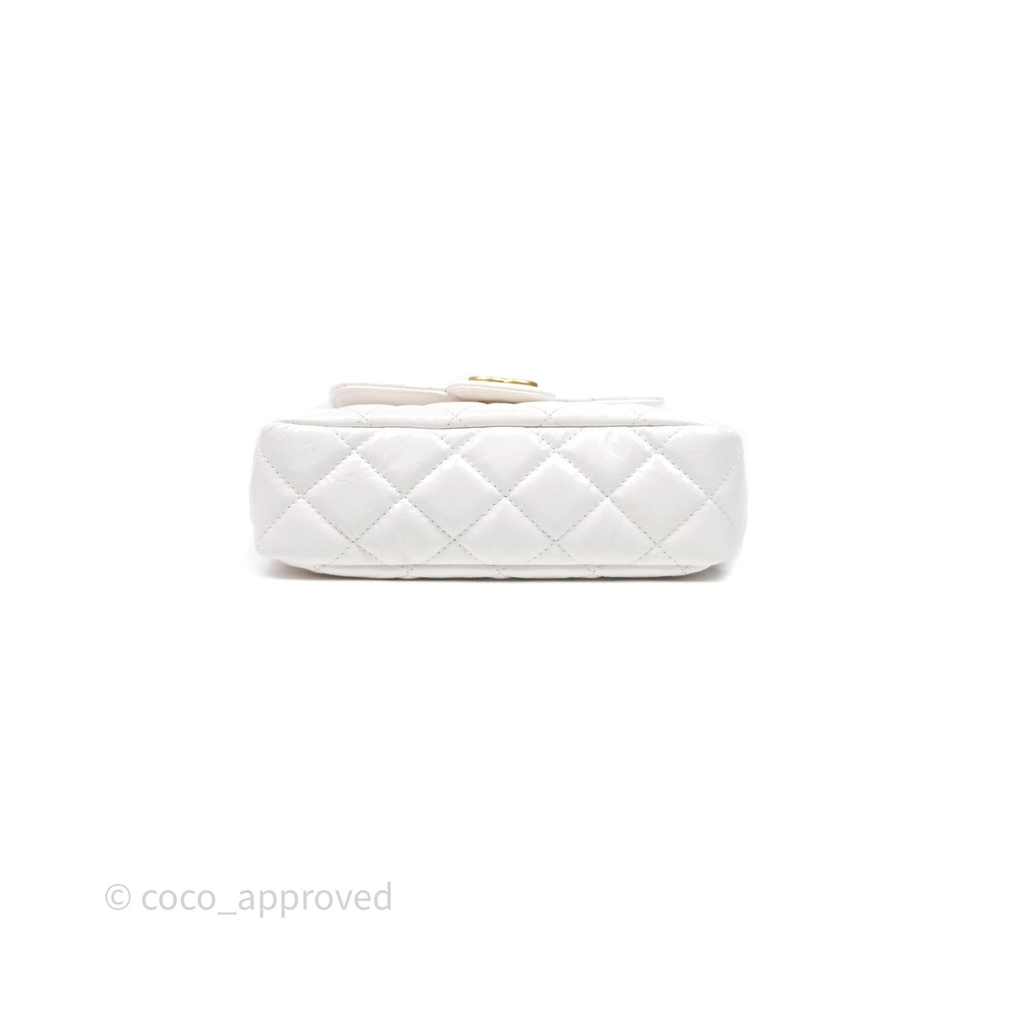 Chanel Small Wavy CC Hobo White Shiny Crumpled Calfskin Aged Gold Hardware