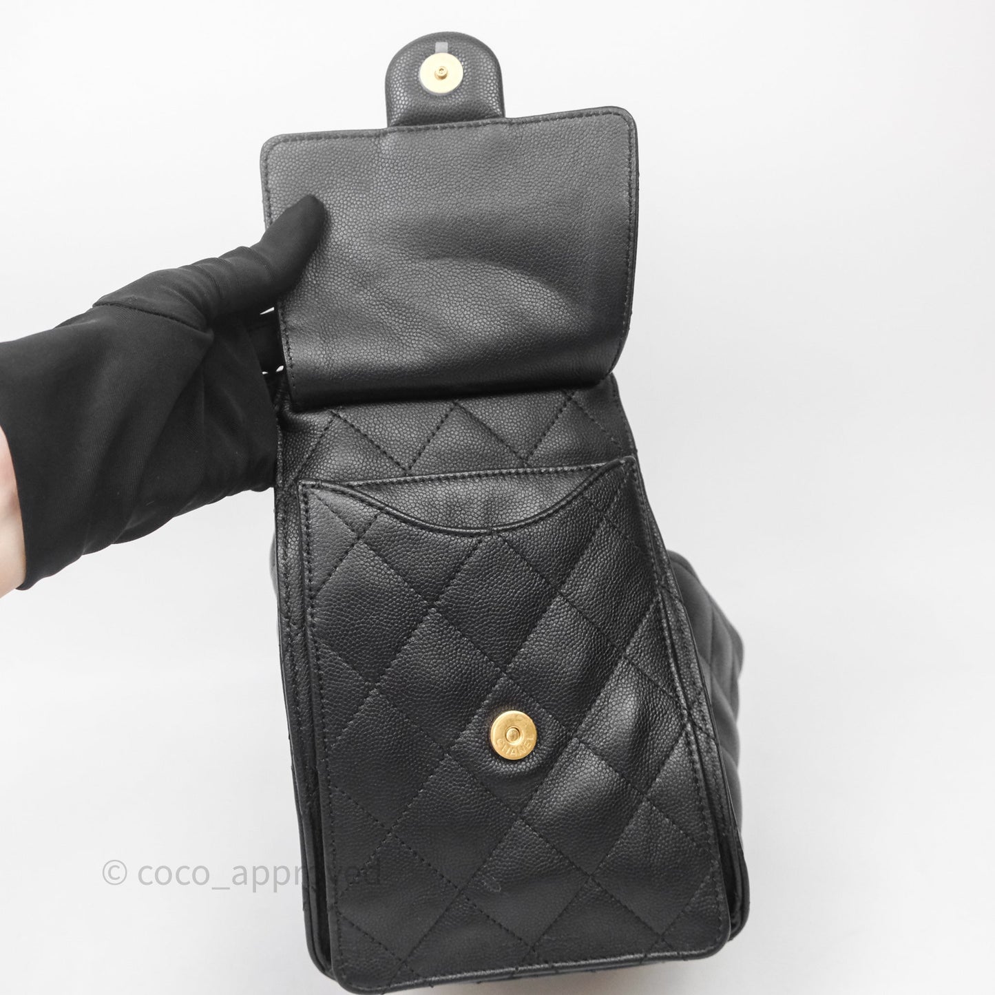 Chanel 25 Small Black Caviar Aged Gold Hardware