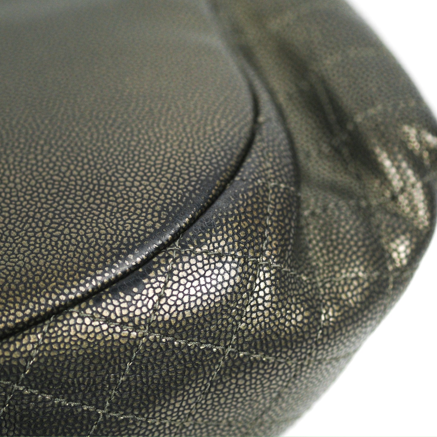 Chanel Half Moon Flap Bag Metallic Caviar Silver Hardware