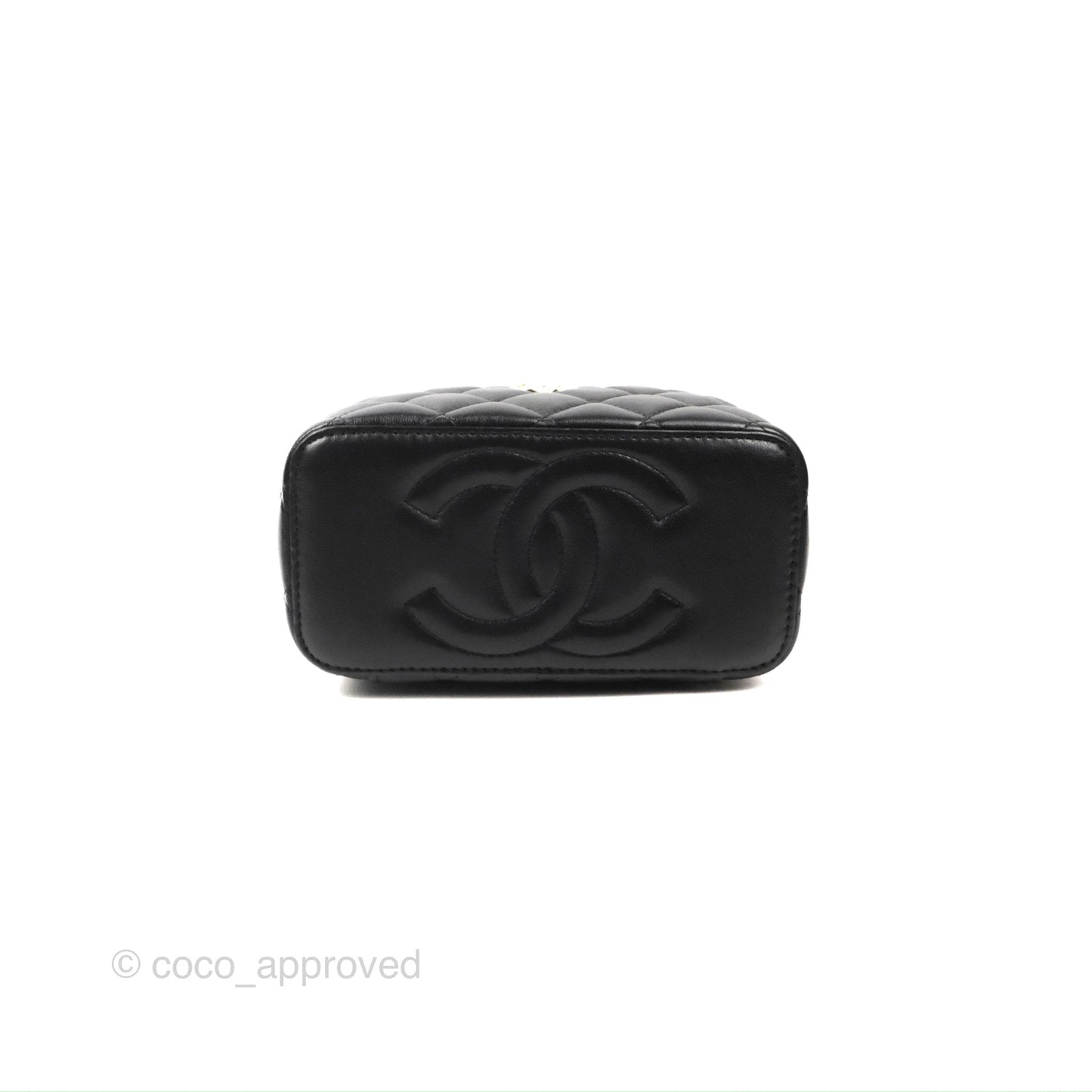Chanel Vanity Rectangular Top Handle Black Lambskin Gold Hardware