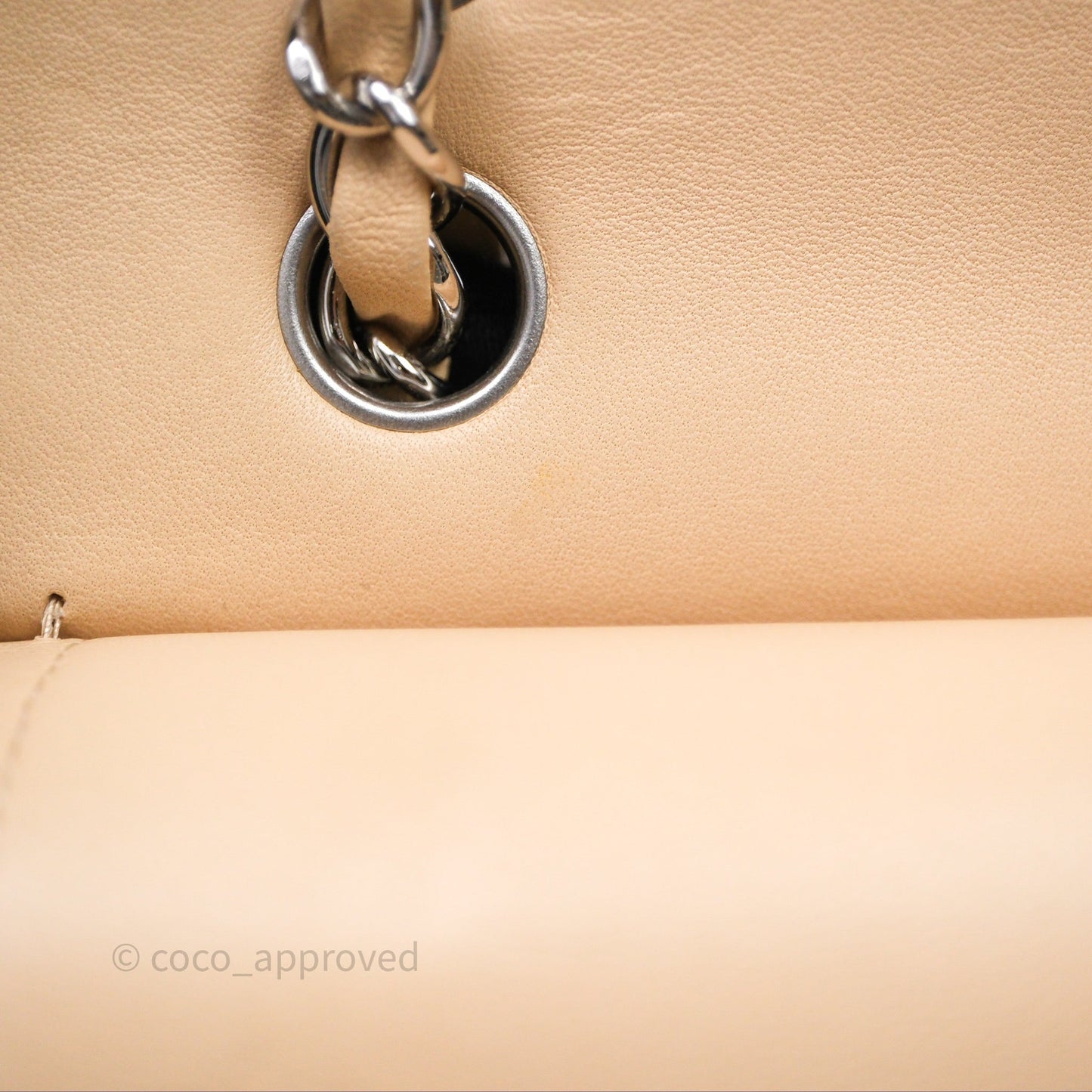 Chanel Classic M/L Medium Flap Quilted Beige Lambskin Silver Hardware