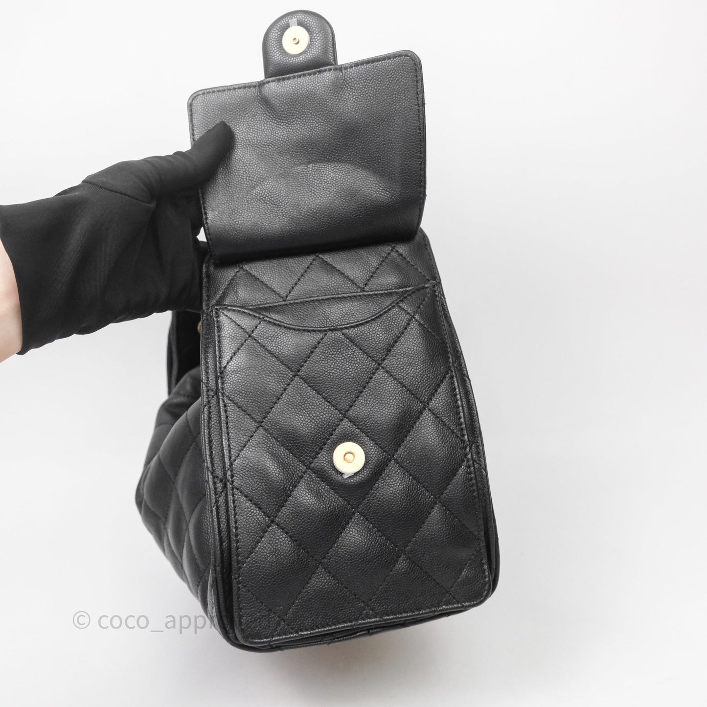 Chanel 25 Small Black Caviar Aged Gold Hardware