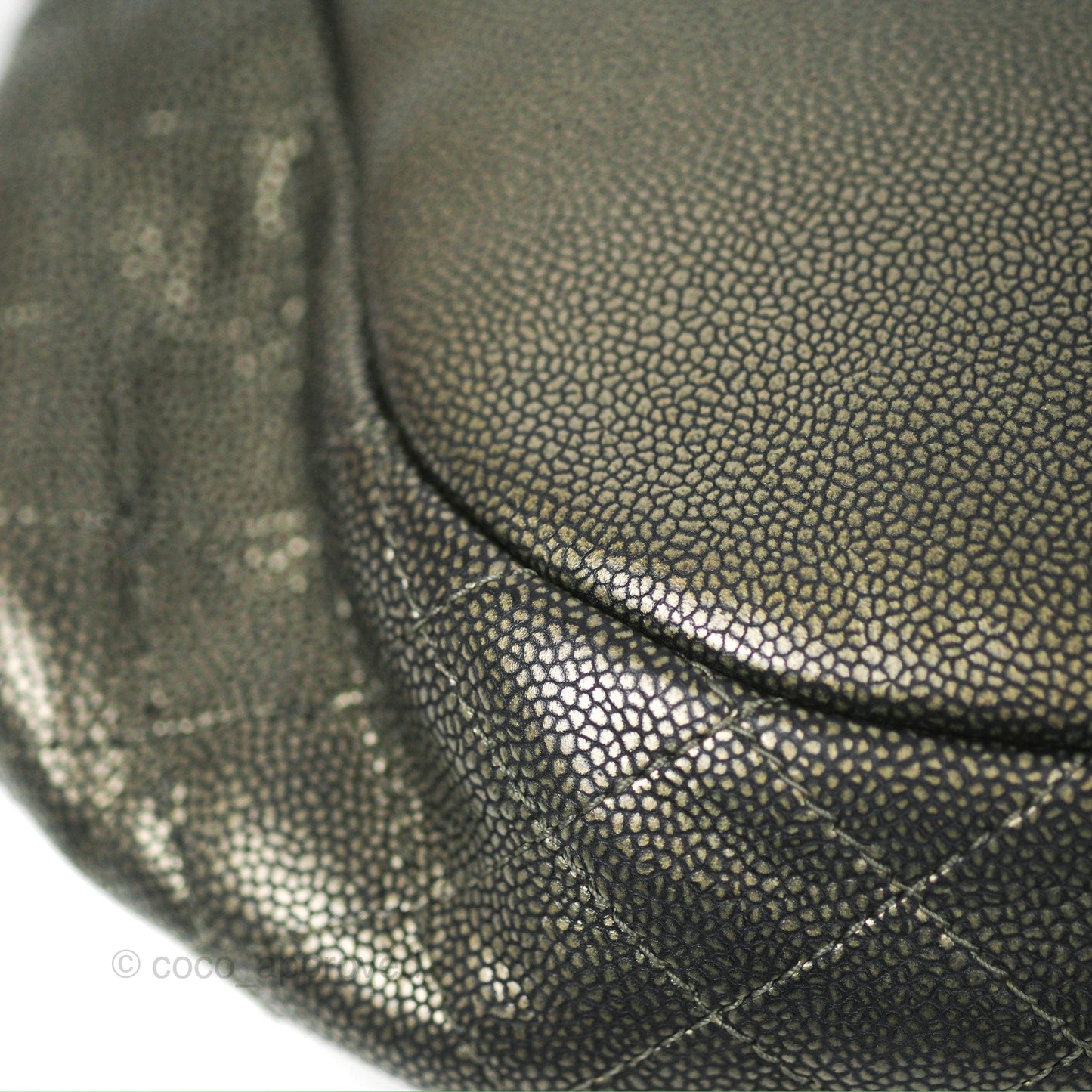 Chanel Half Moon Flap Bag Metallic Caviar Silver Hardware