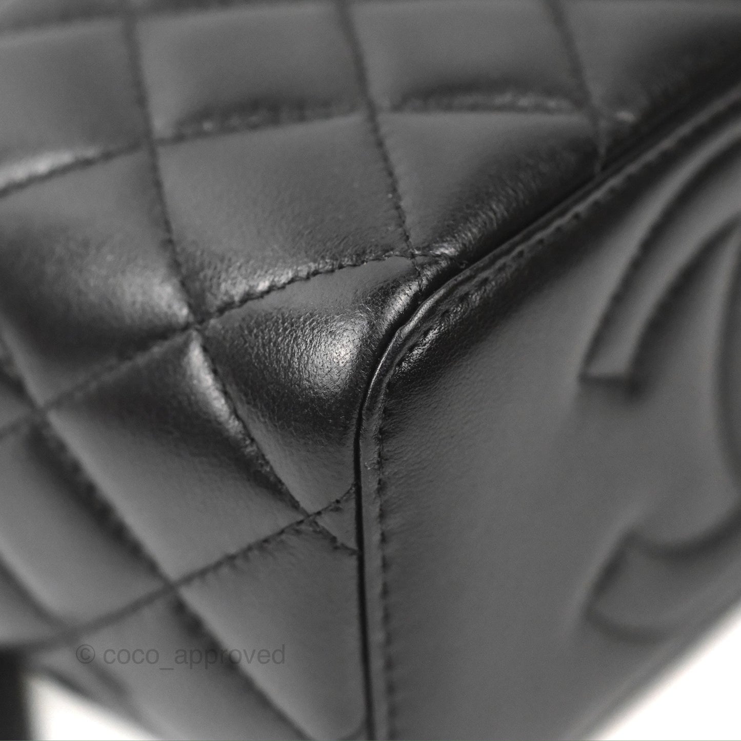 Chanel Vanity Rectangular Top Handle Black Lambskin Gold Hardware