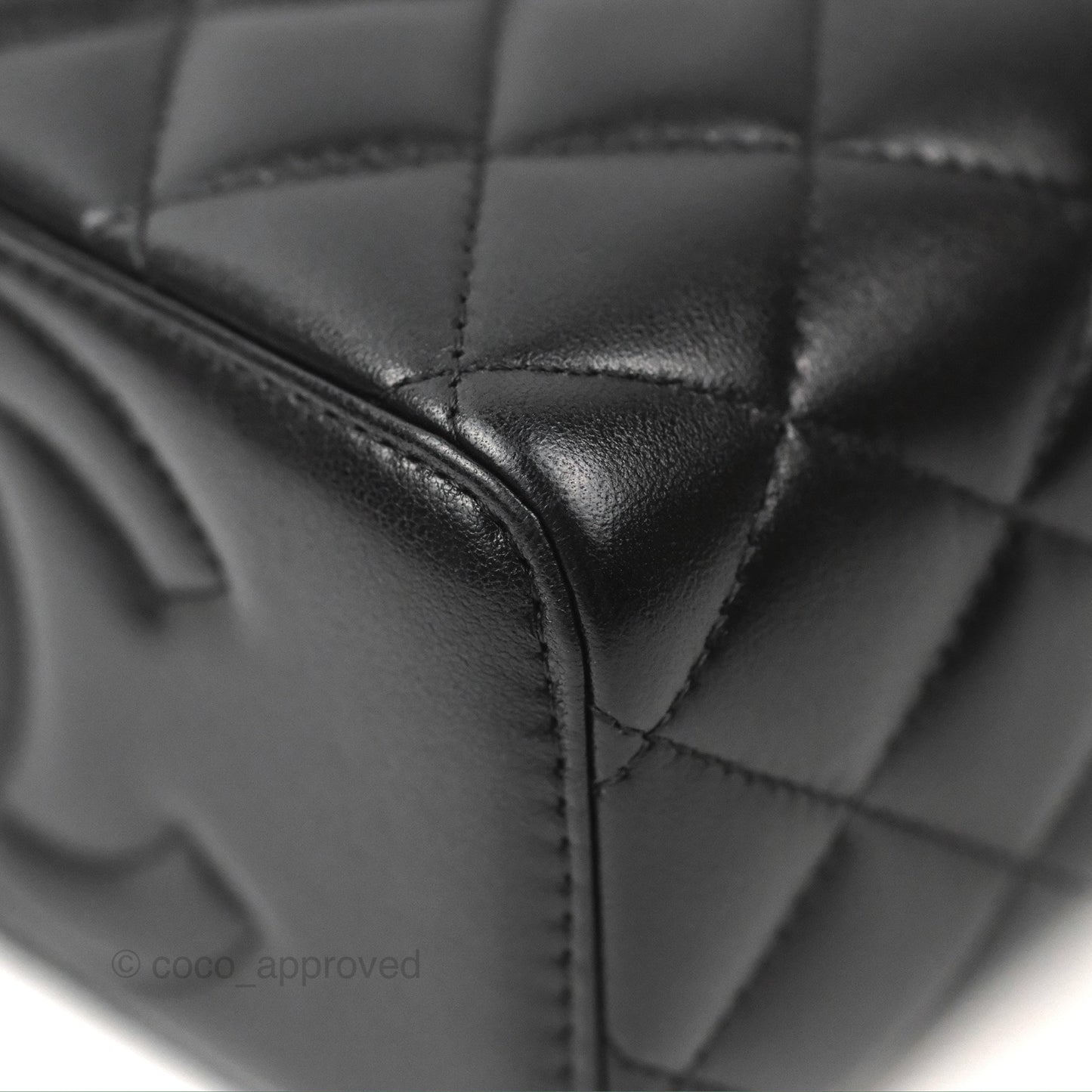 Chanel Vanity Rectangular Top Handle Black Lambskin Gold Hardware