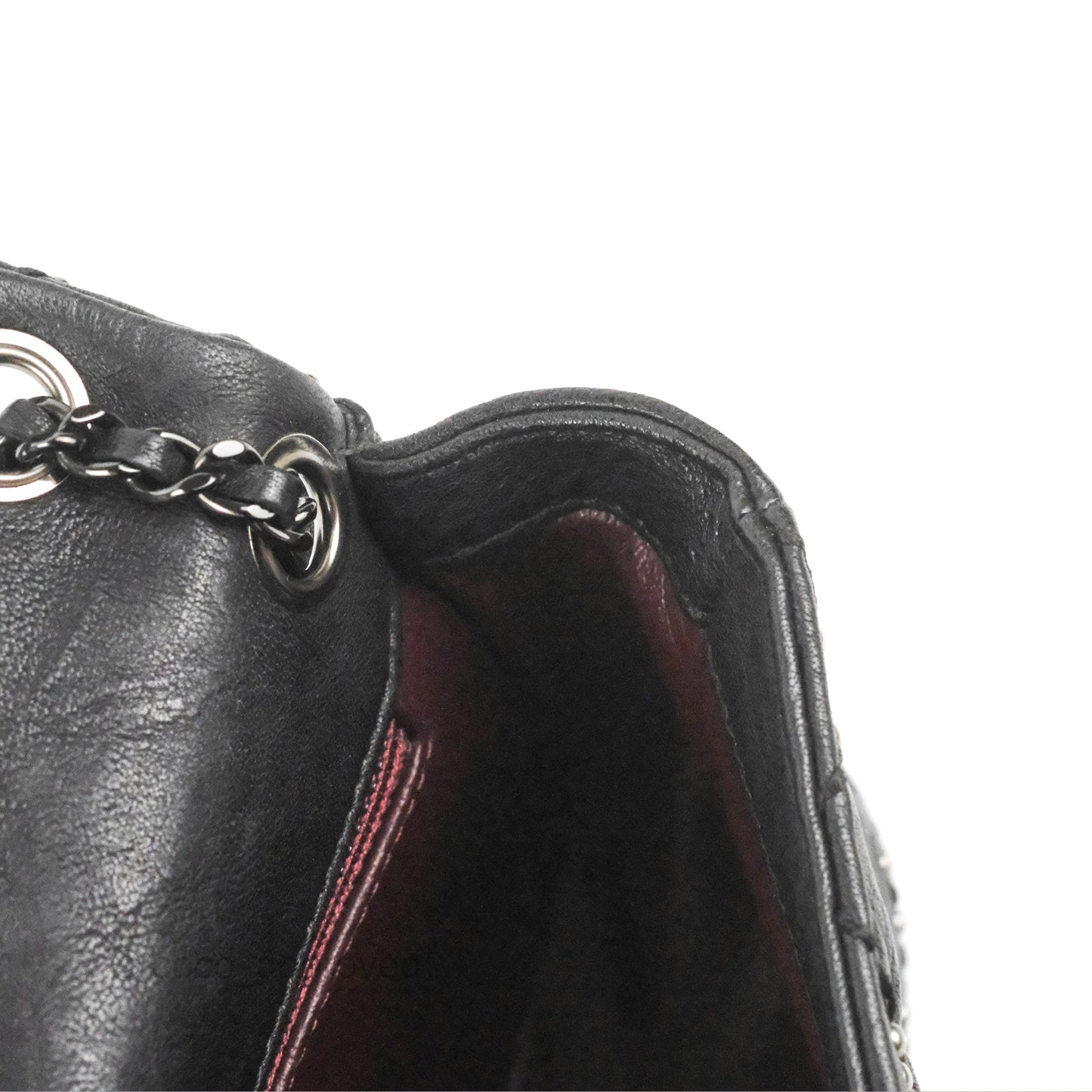 Chanel Small Studded Flap Bag Black Calfskin Gun Metal
