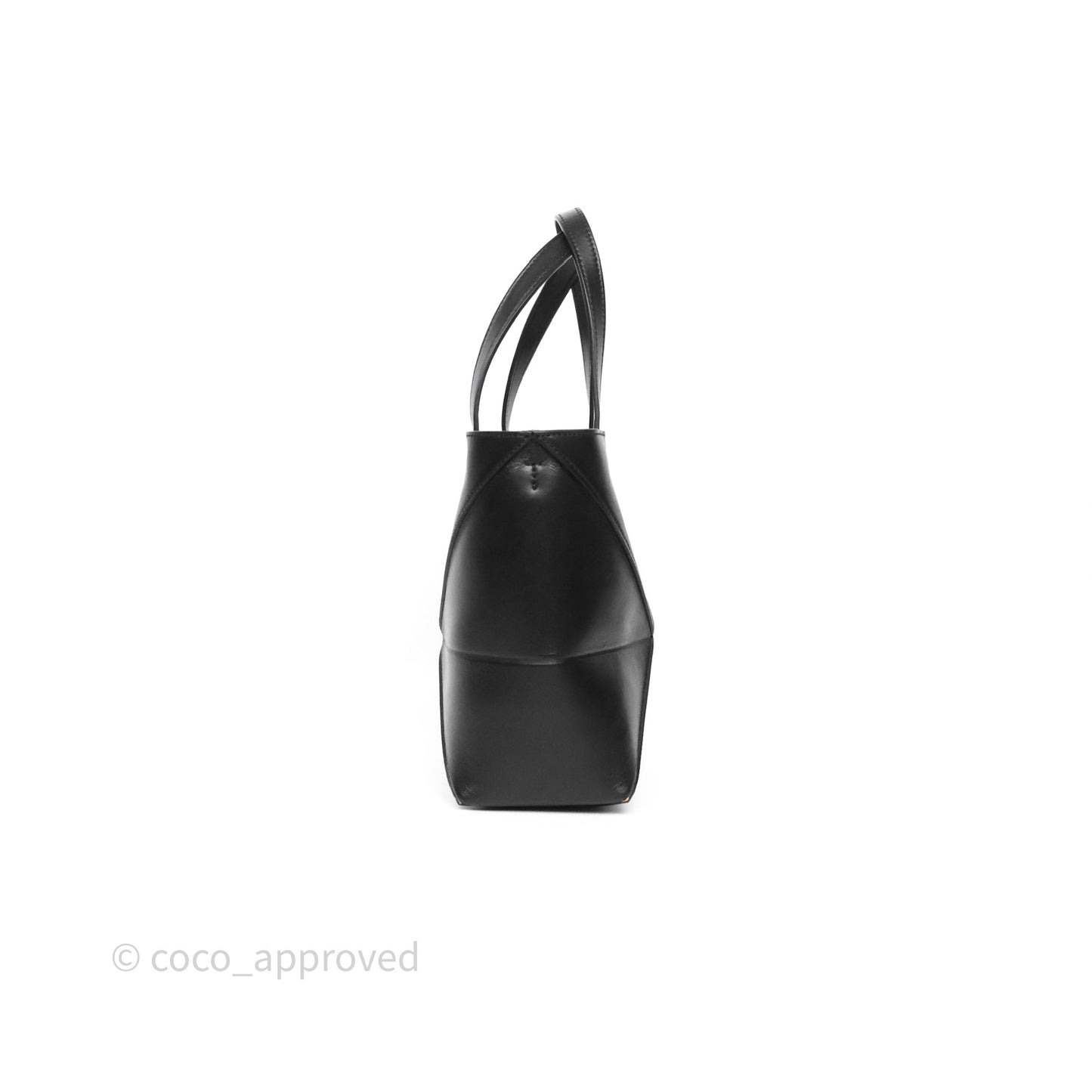 Loewe Mini Puzzle Fold Tote in Shiny Calfskin Black