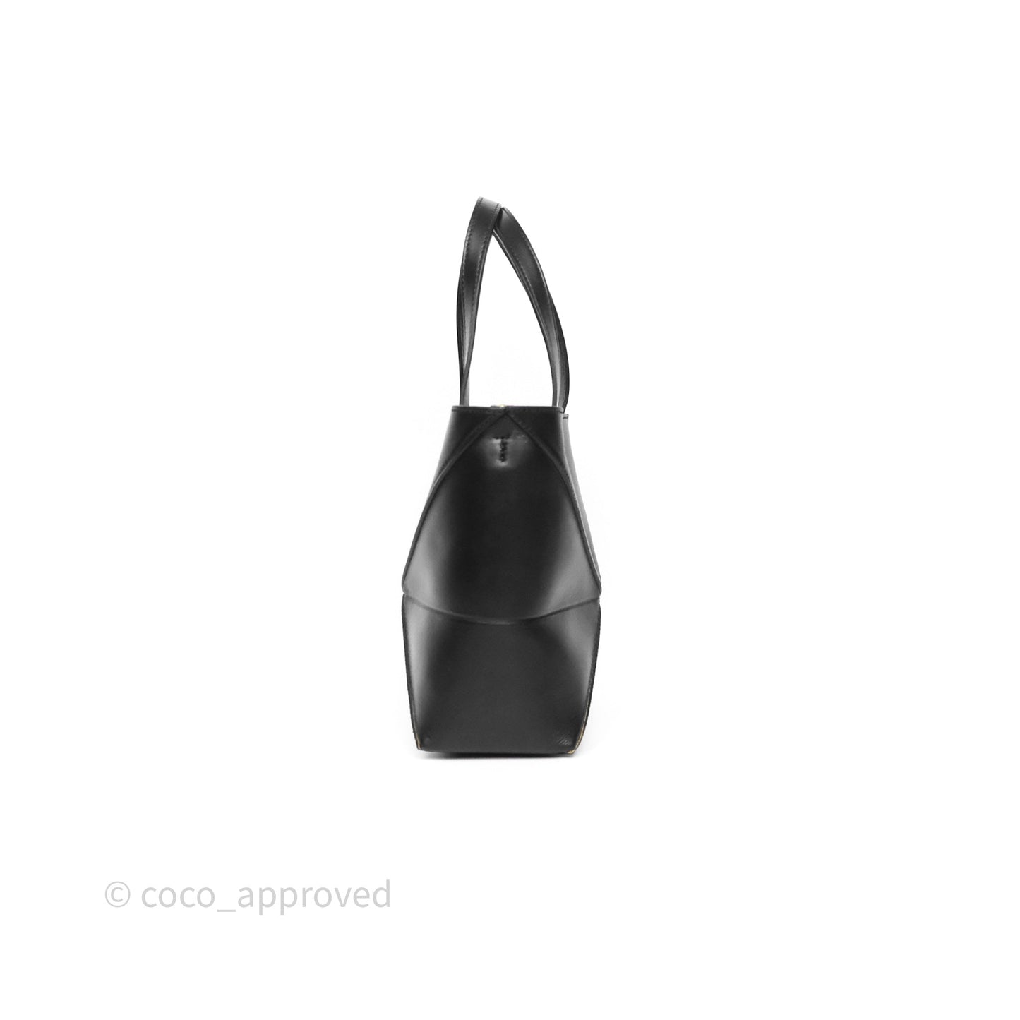 Loewe Mini Puzzle Fold Tote in Shiny Calfskin Black