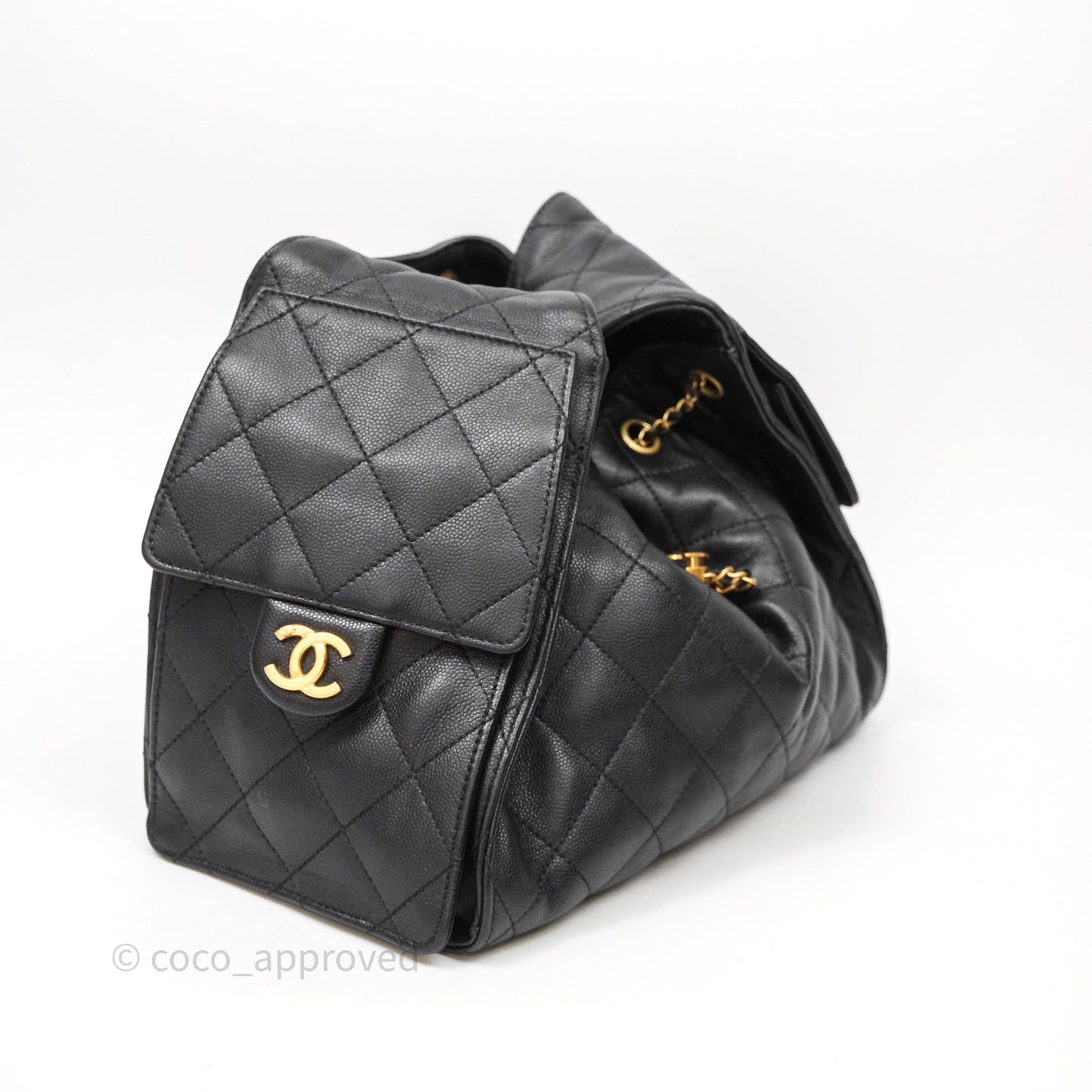 Chanel 25 Small Black Caviar Aged Gold Hardware
