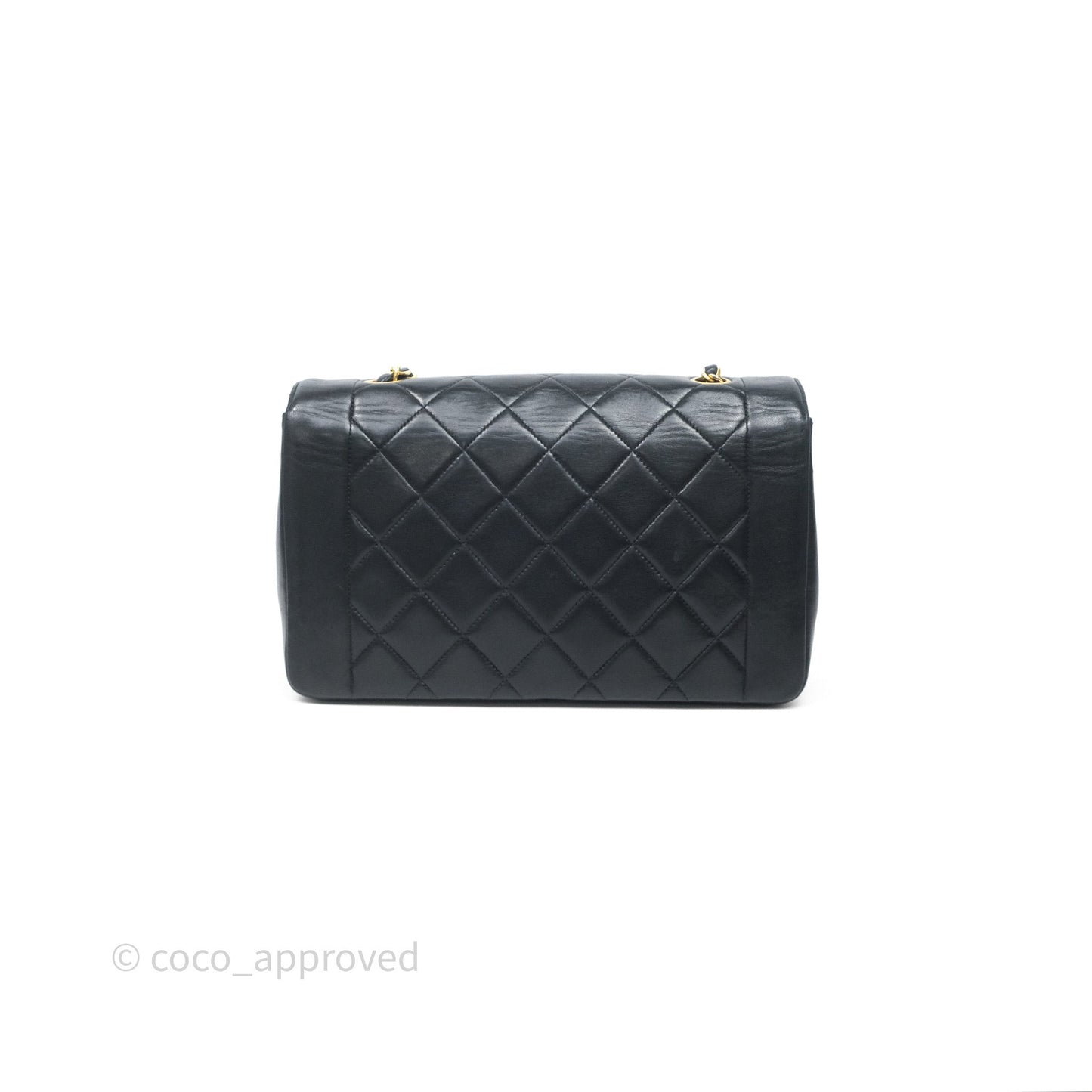 Chanel Vintage Medium Classic Diana Flap Bag Black Lambskin 24K Gold Hardware