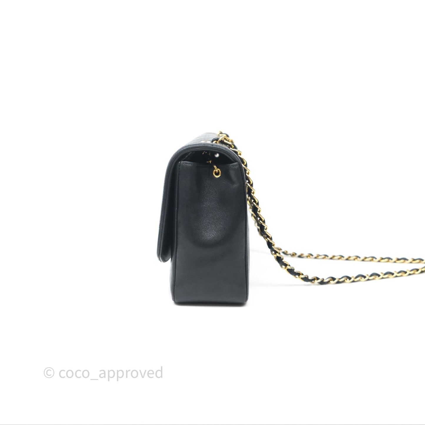 Chanel Vintage Medium Classic Diana Flap Bag Black Lambskin 24K Gold Hardware